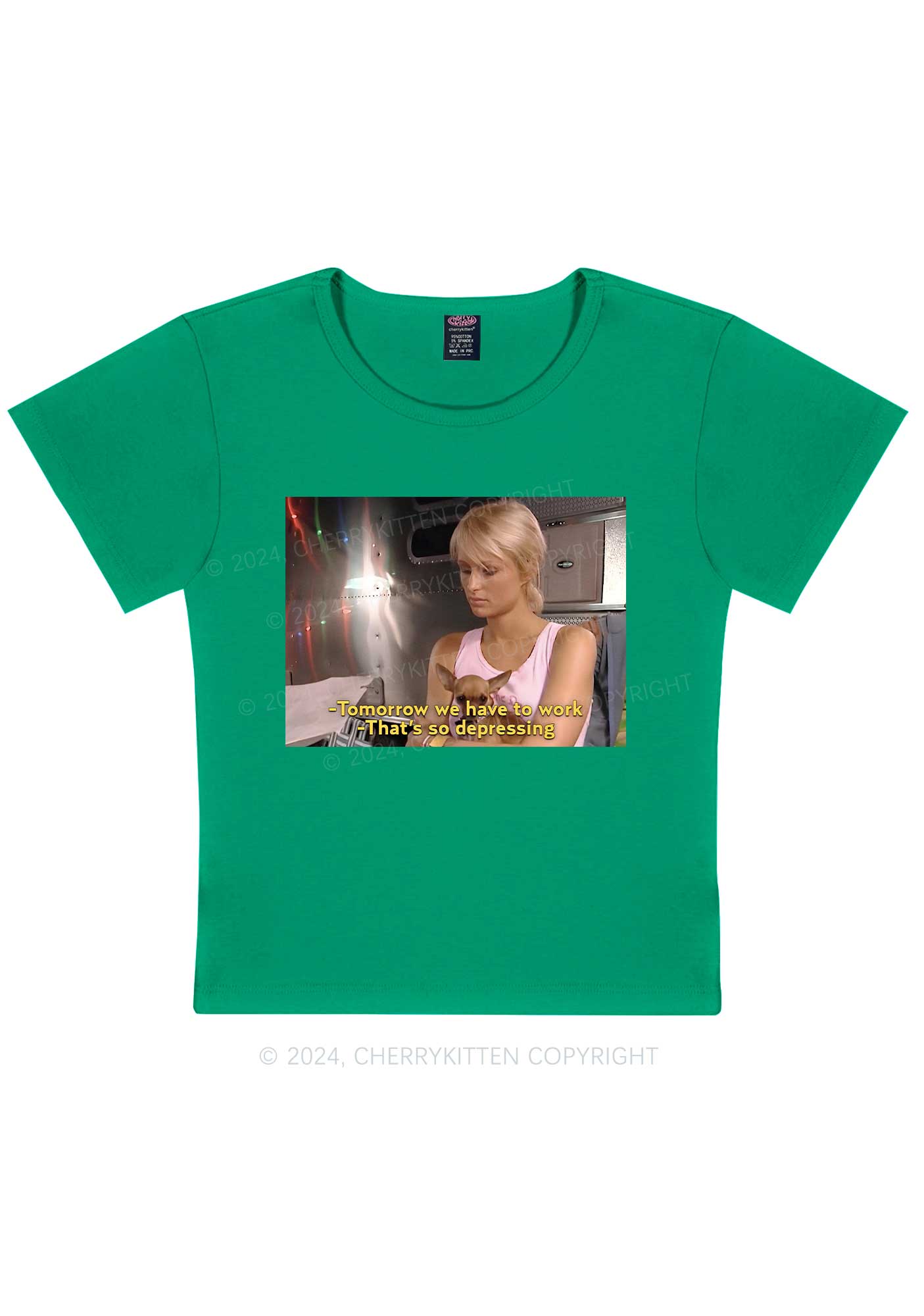 We Have To Work Y2K Baby Tee Cherrykitten