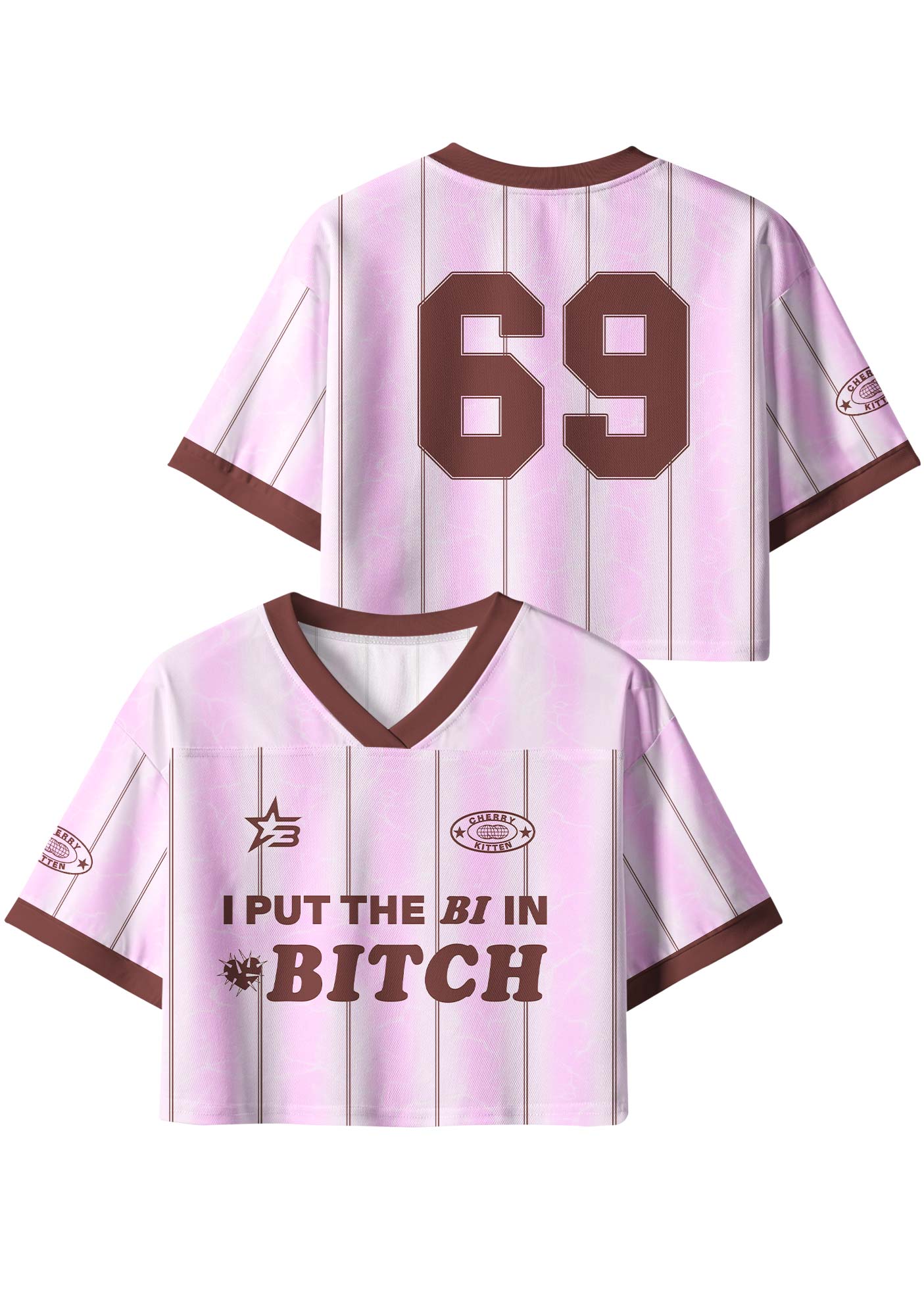 Purple I Put The Bi In Bxxch Pride Y2K Crop Sport Jersey Shirts Cherrykitten