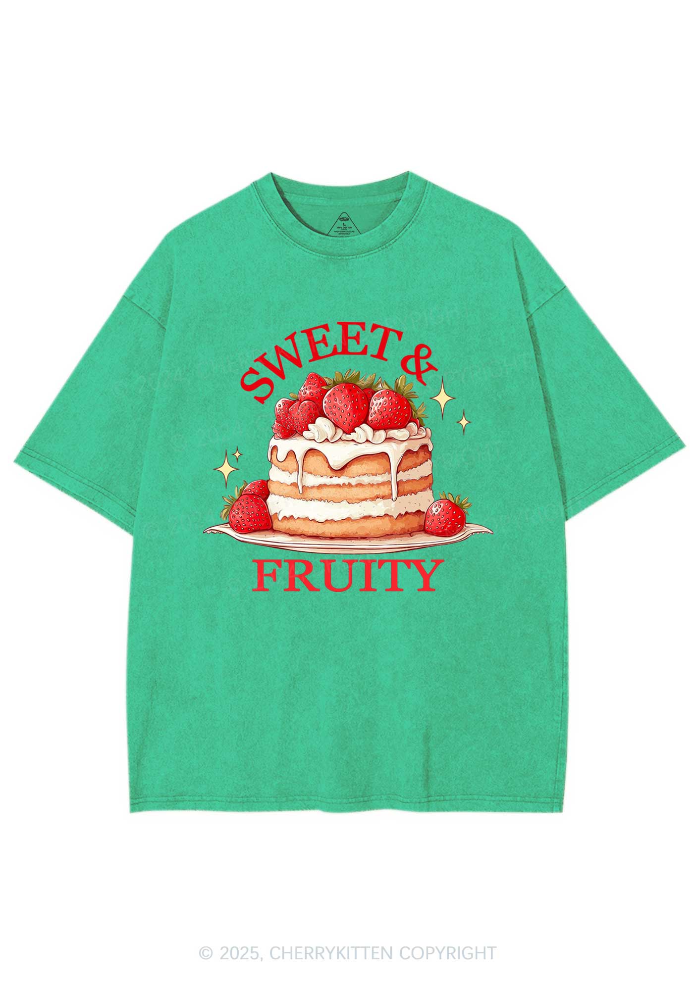 Sweet And Fruity Cake Y2K Shirts Washed Tee Cherrykitten