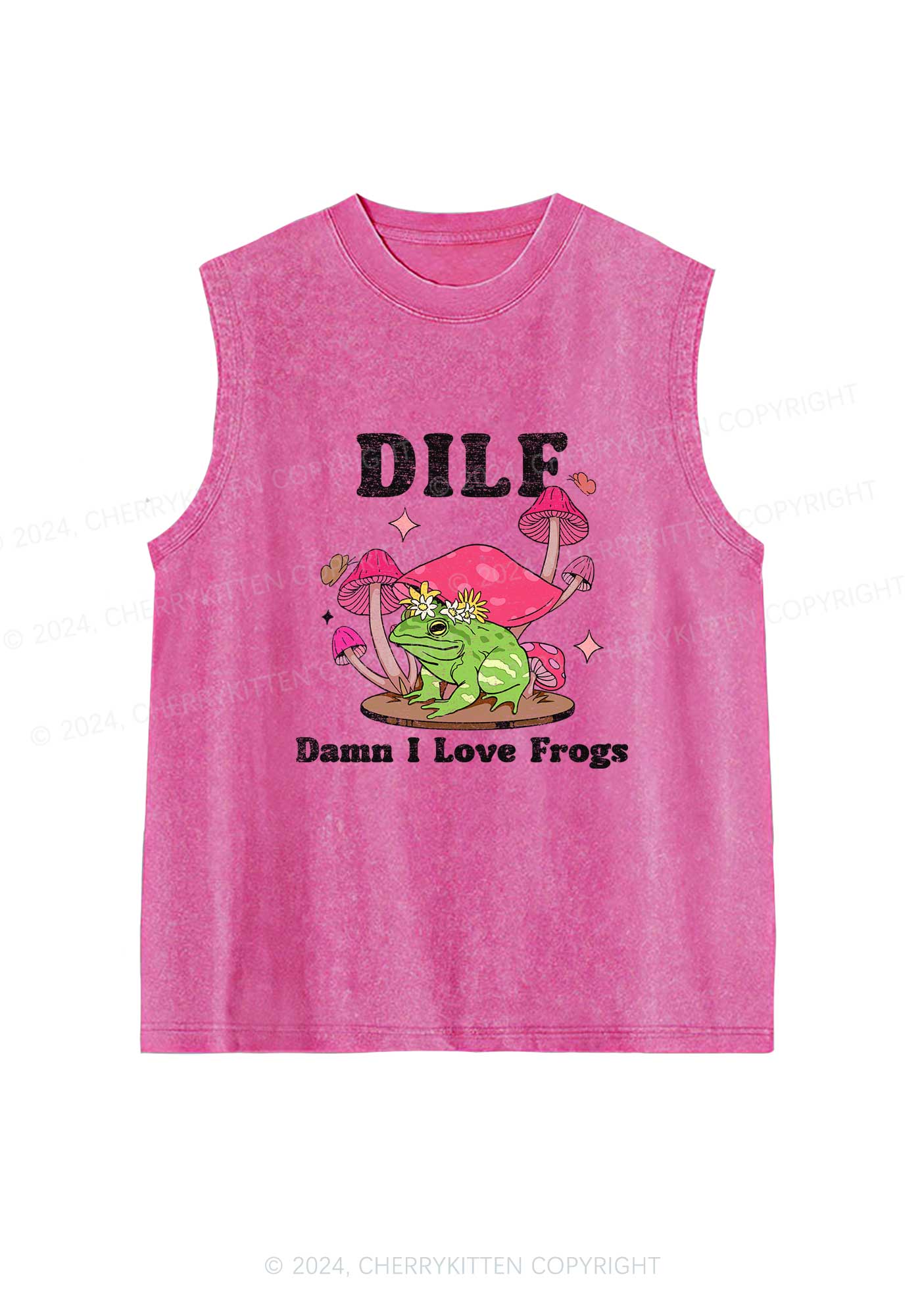 I Love Frogs Y2K Washed Tank Cherrykitten