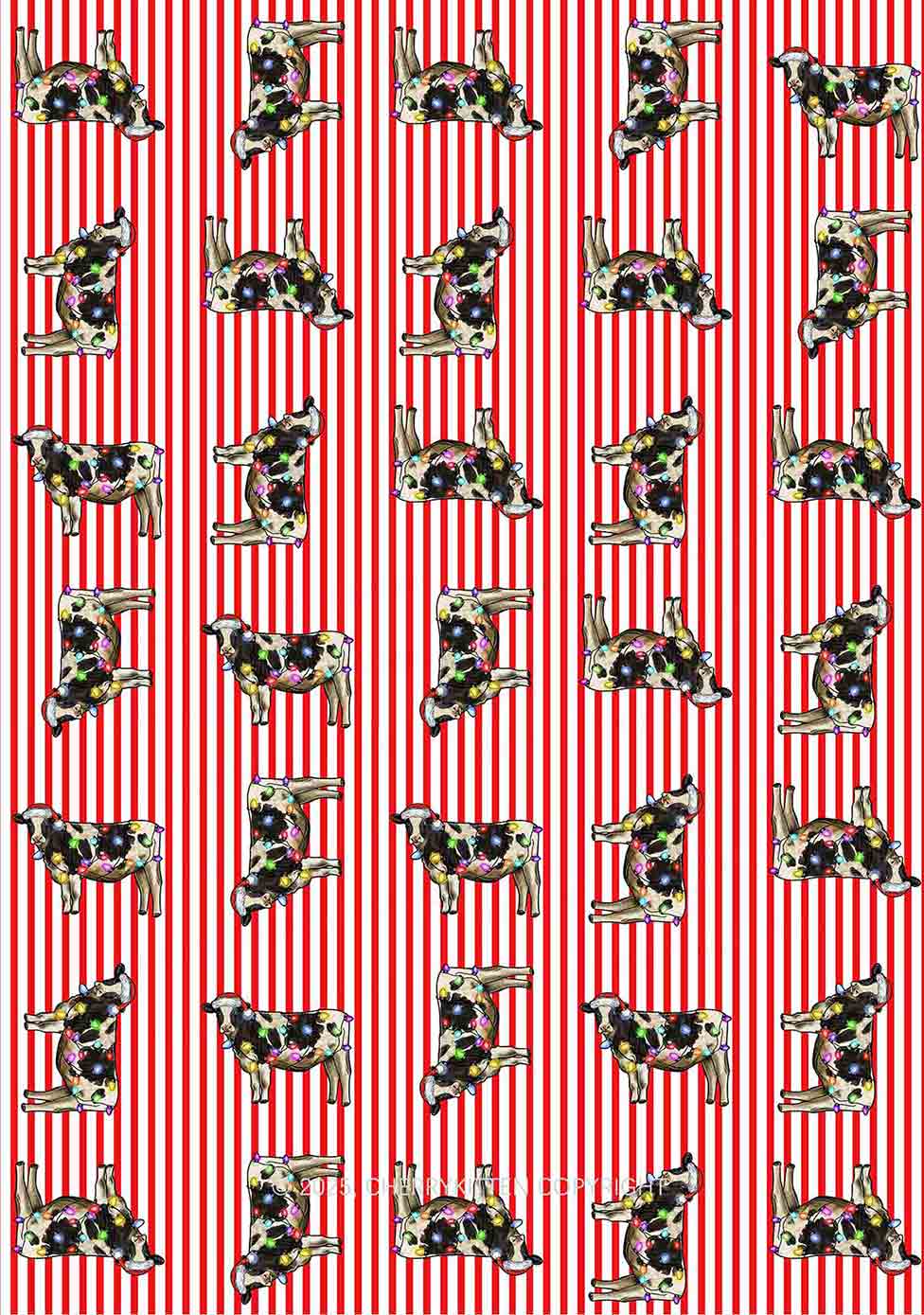 Christmas Cow Y2K Print Slip Dress Cherrykitten