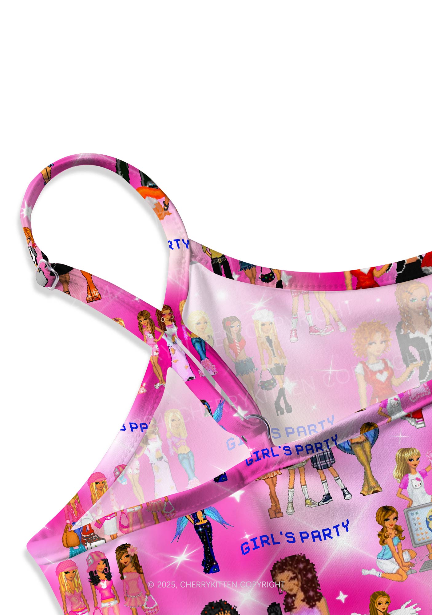 Girls Party Y2K Print Slip Dress Cherrykitten