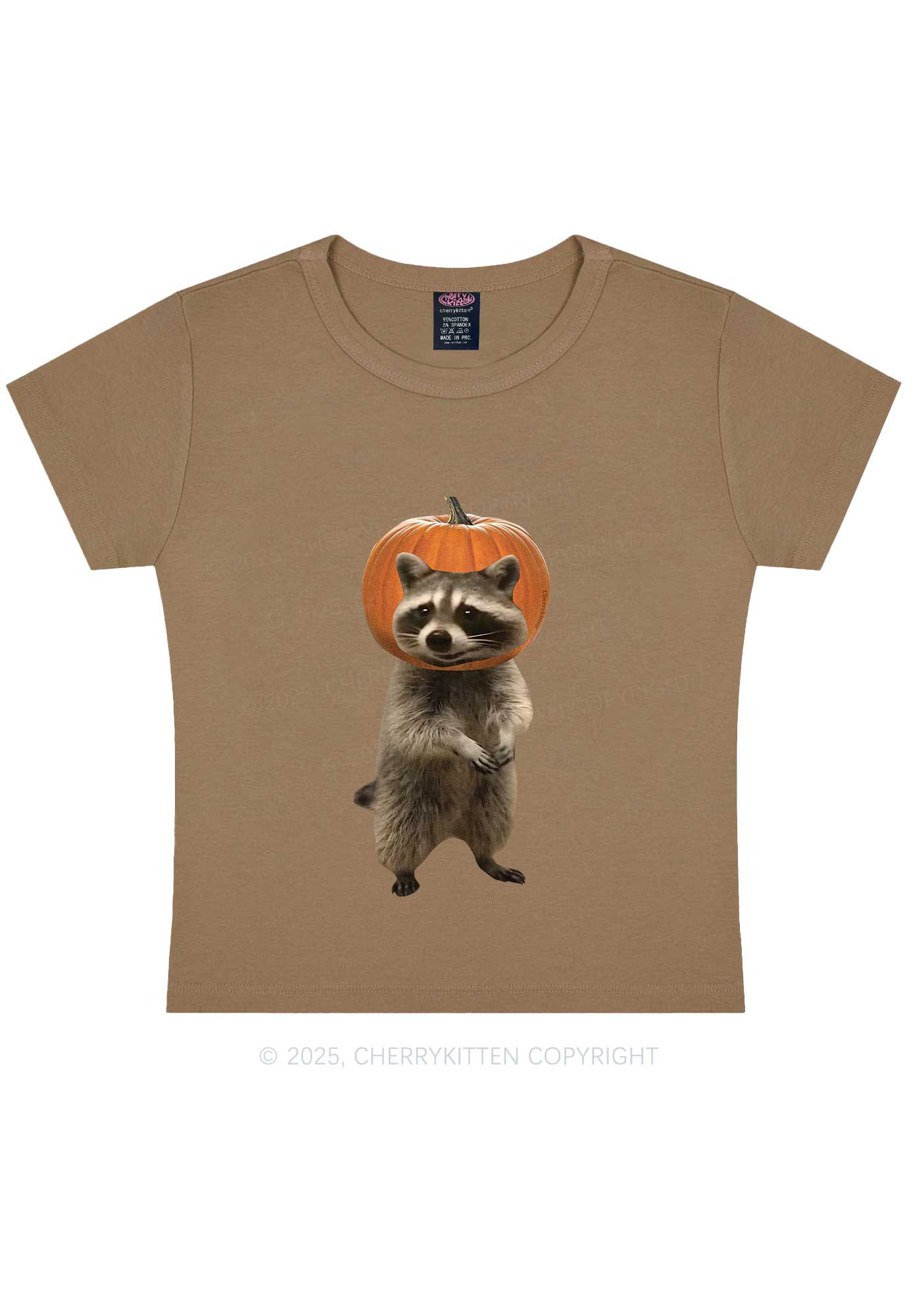 Halloween Silly Raccoon Y2K Baby Tee Cherrykitte