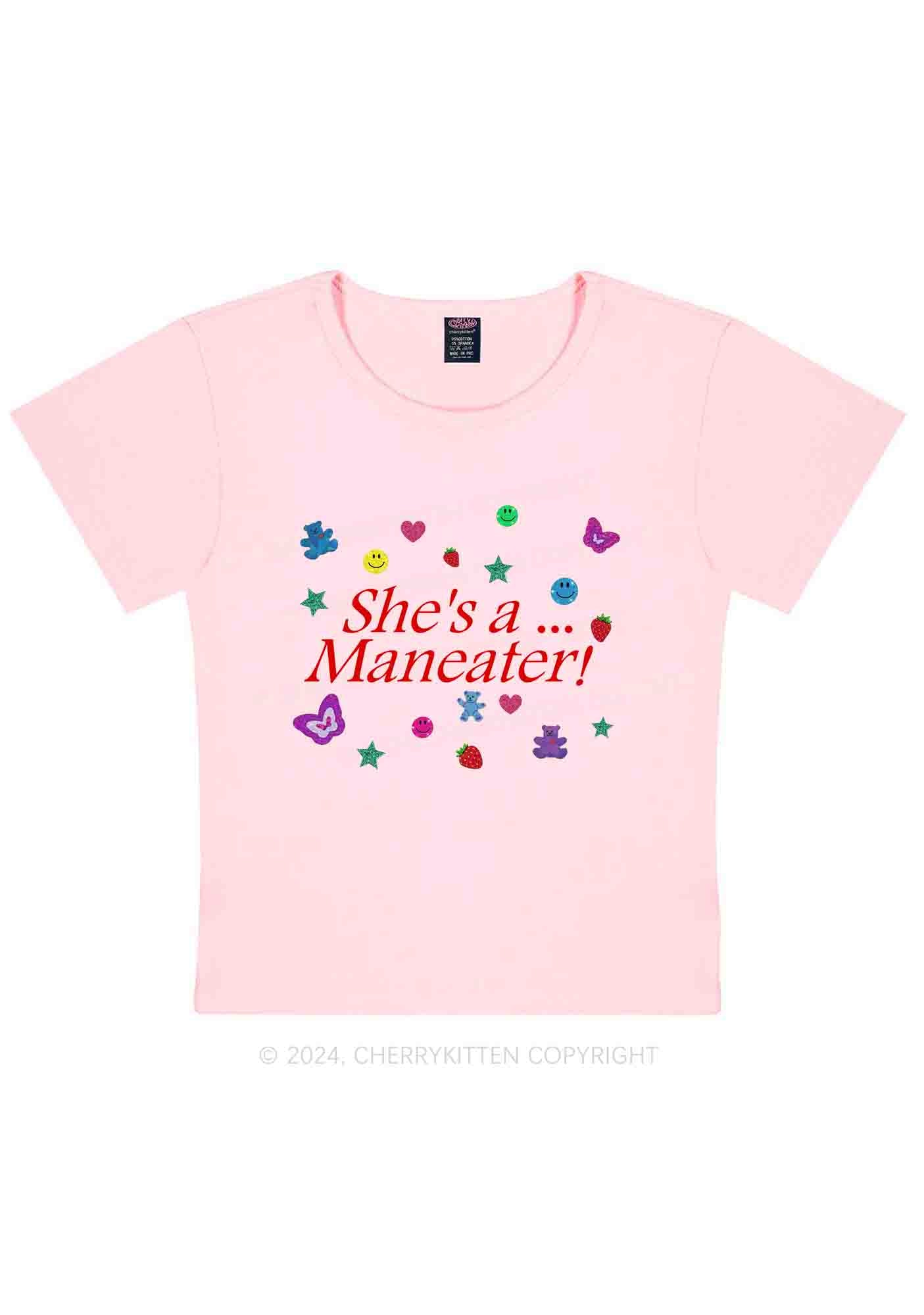 She's A Maneater Y2K Baby Tee Cherrykitten