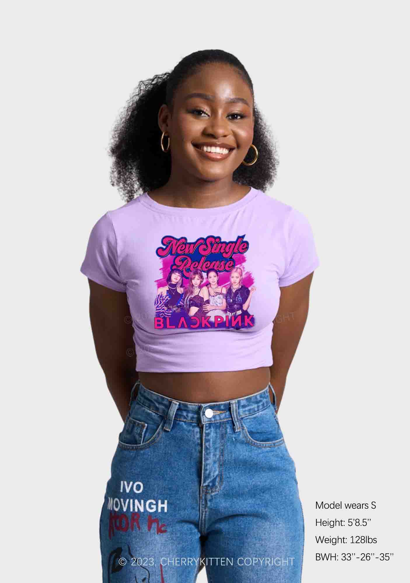 BP New Single Release Kpop Y2K Baby Tee Cherrykitten