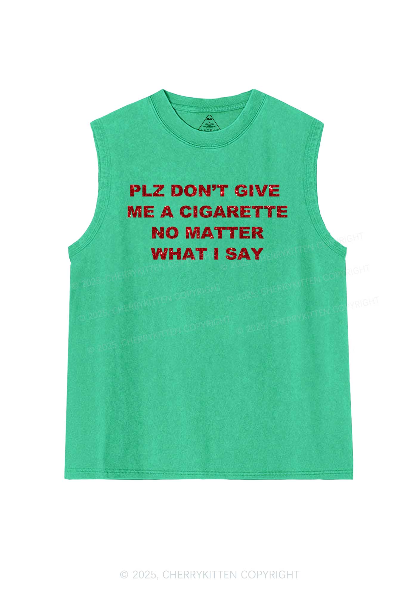 Glitter Dont Give Me Cigarette Y2K Washed Muscle Tank Cherrykitten