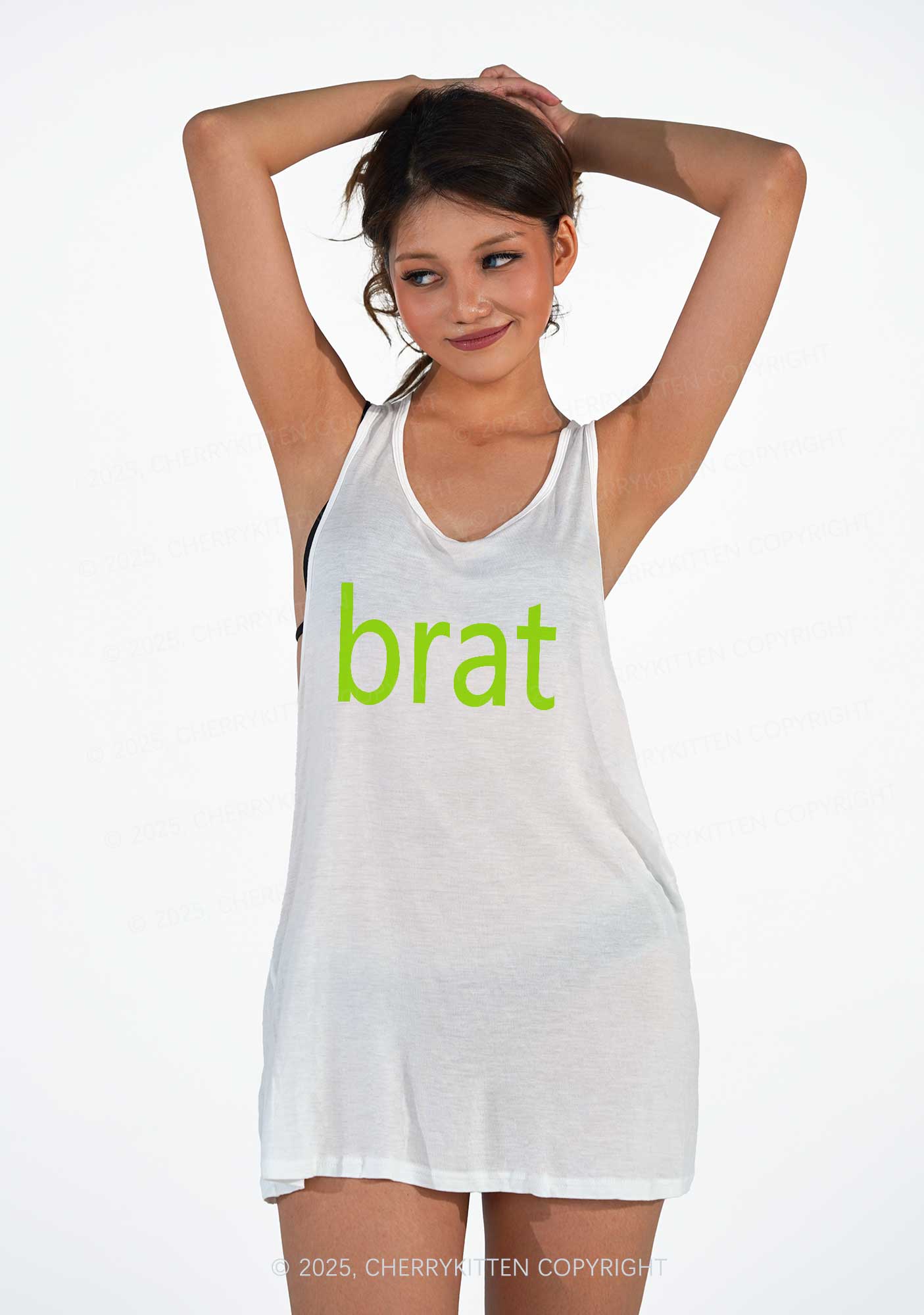 Green Brat Y2K Sheer Boyfriend Tank Cherrykitten