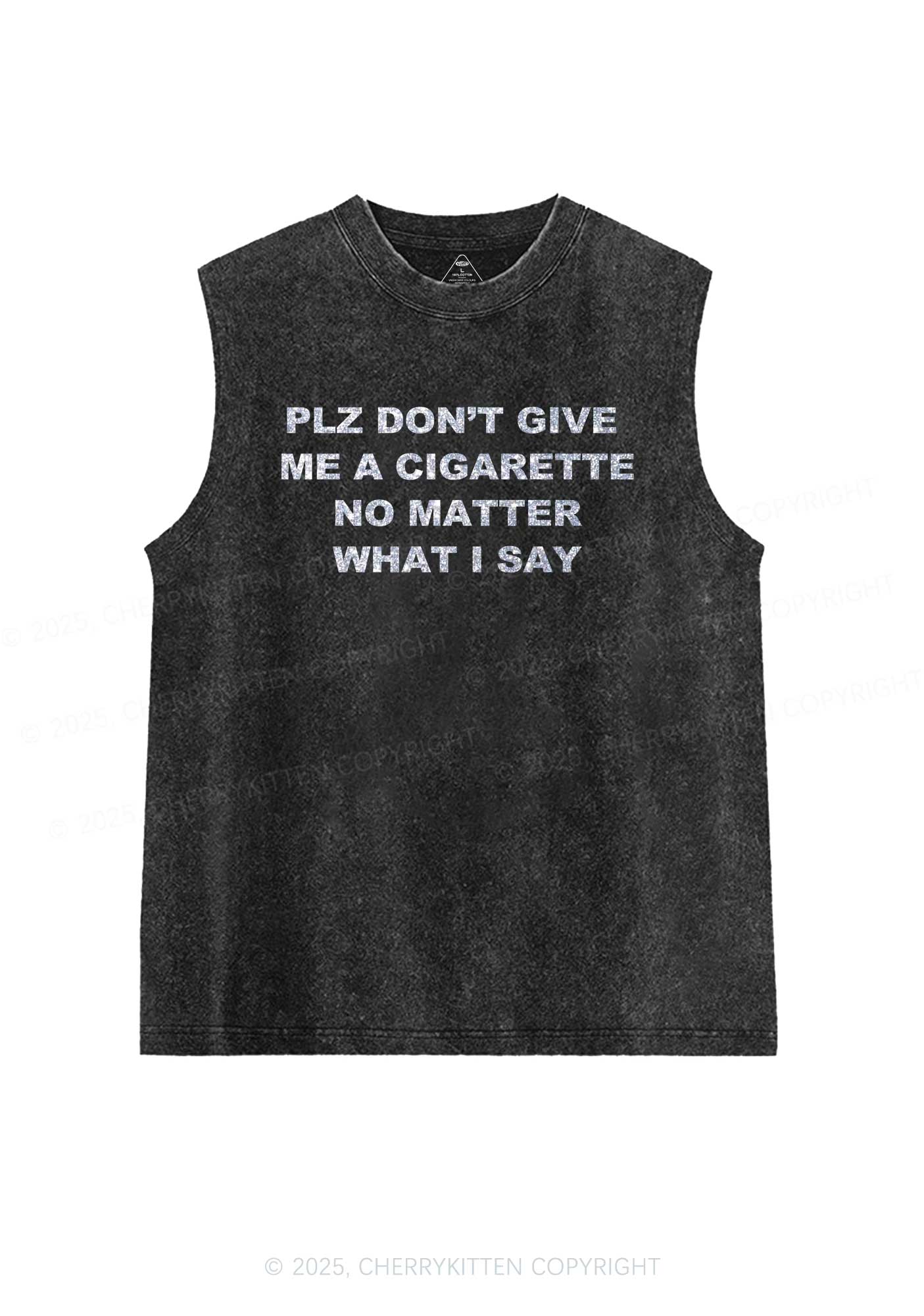 Glitter Dont Give Me Cigarette Y2K Washed Muscle Tank Cherrykitten