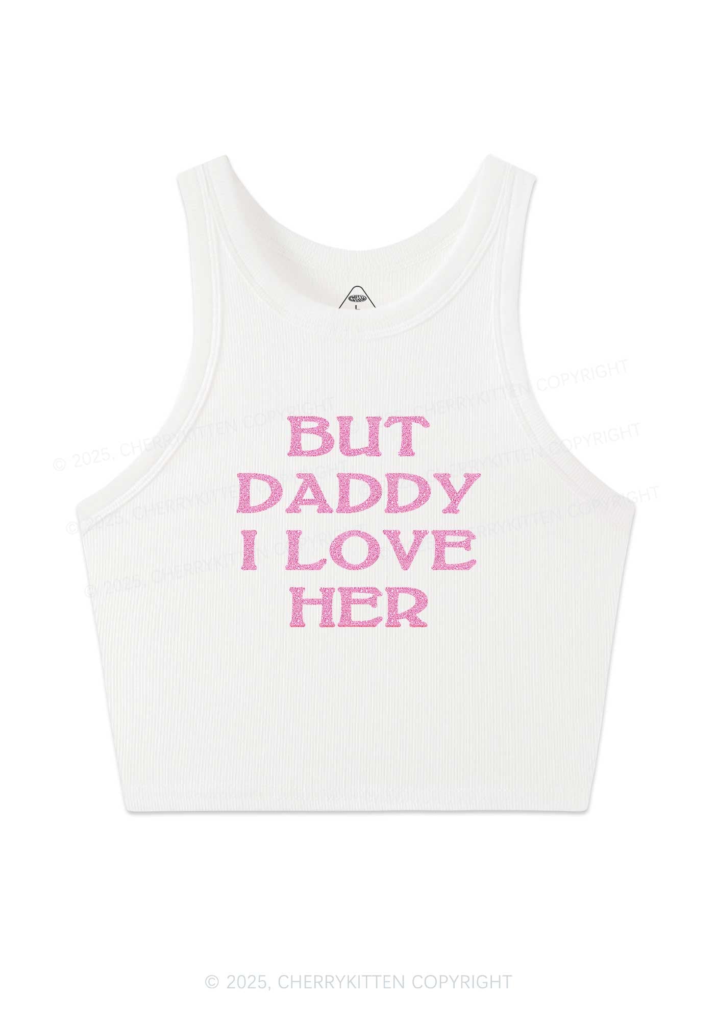 Glitter But Daddy I Love Her Y2K Crop Tank Top Cherrykitten