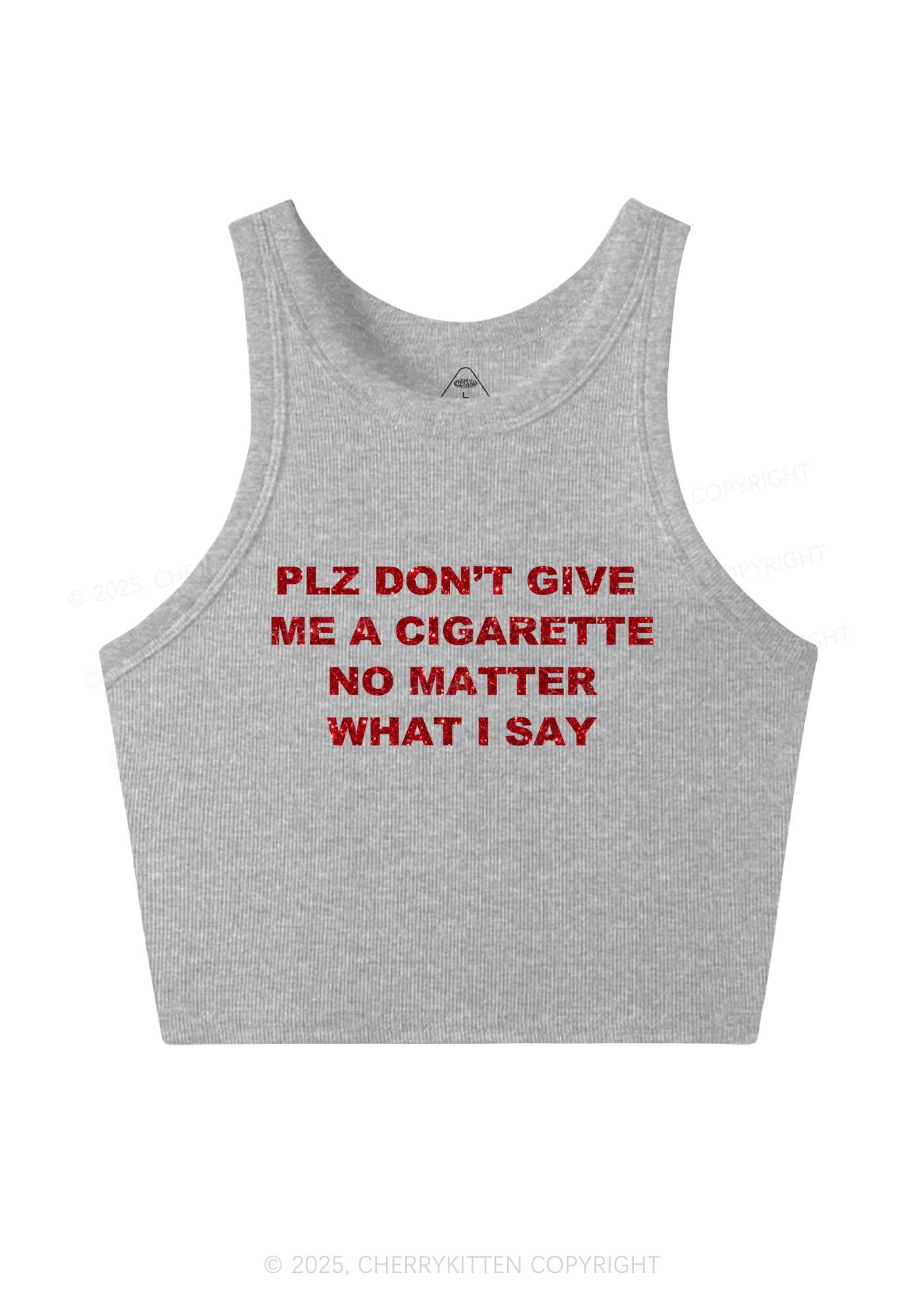 Glitter Dont Give Me Cigarette Y2K Crop Tank Top Cherrykitten