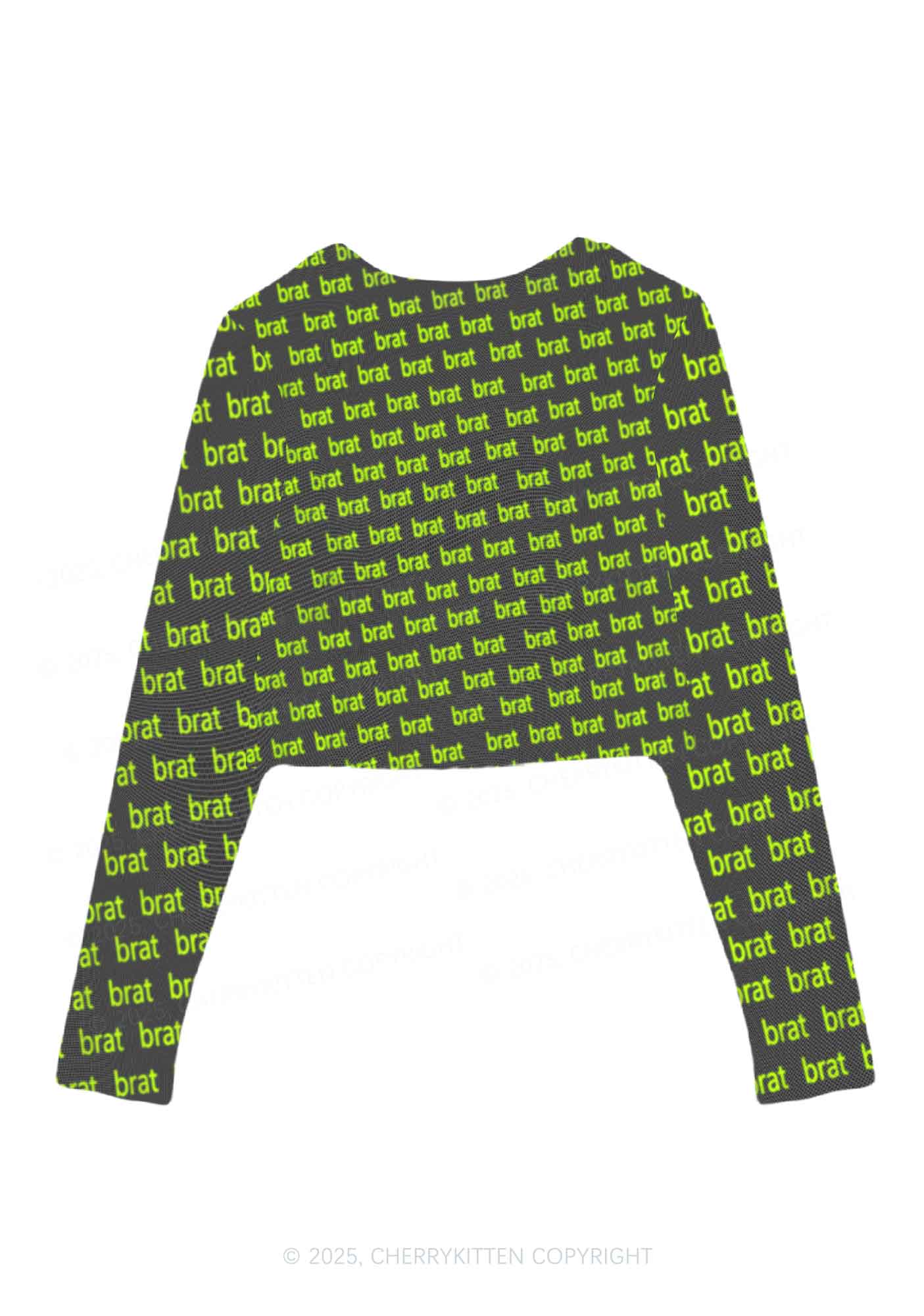 Green Brat Y2K Mesh Long Sleeve Crop Top Cherrykitten
