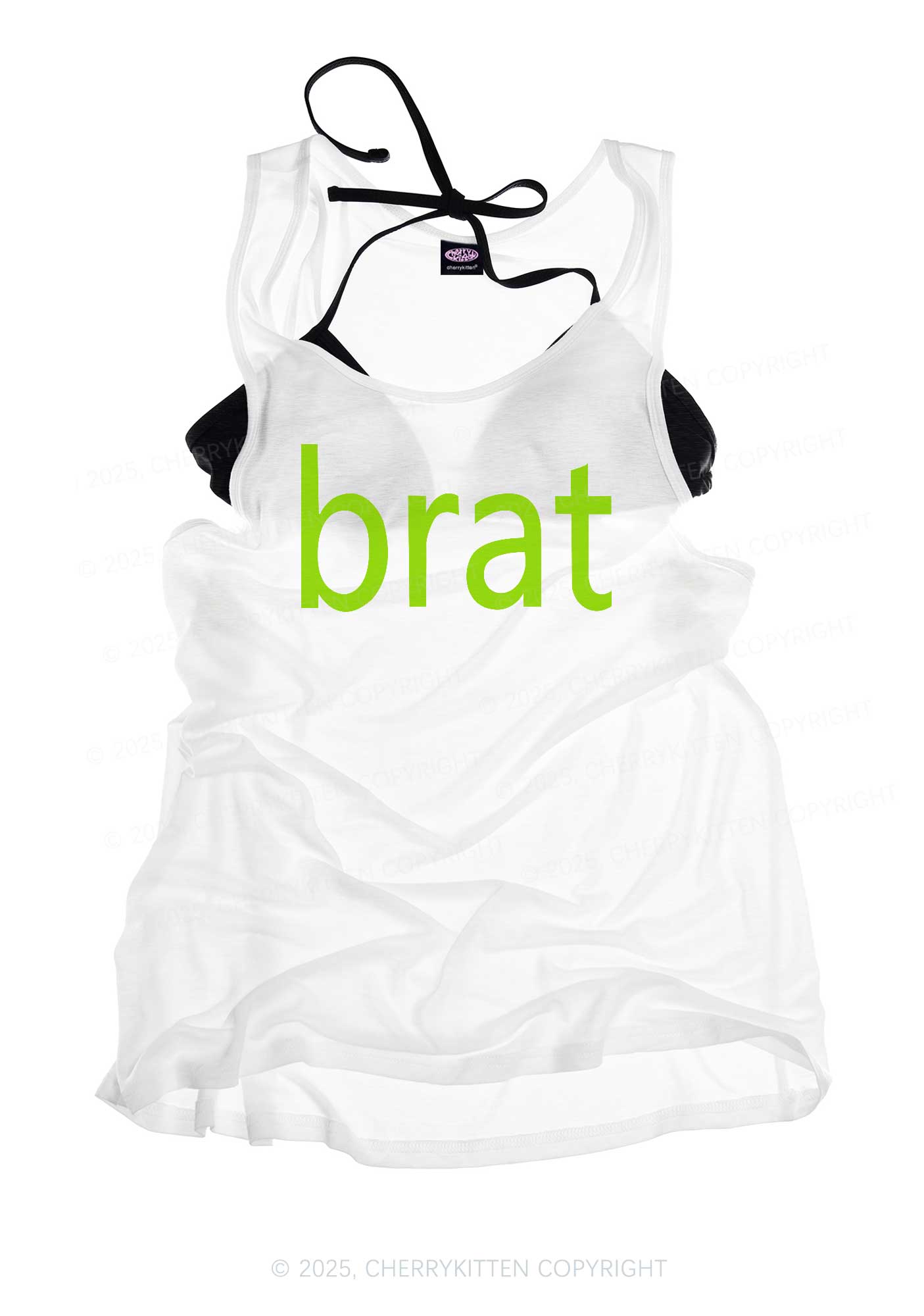 Green Brat Y2K Sheer Boyfriend Tank Cherrykitten