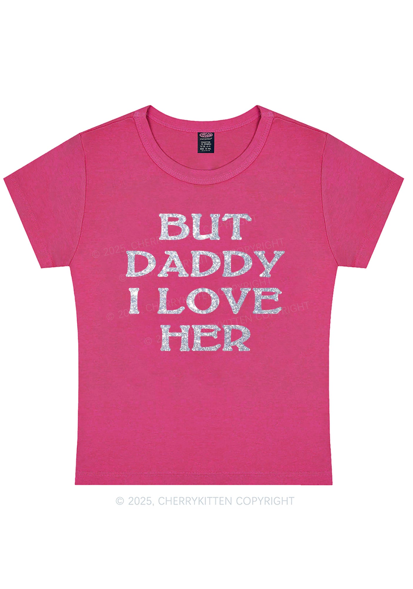 Glitter But Daddy I Love Her Y2K Baby Tee Cherrykitten