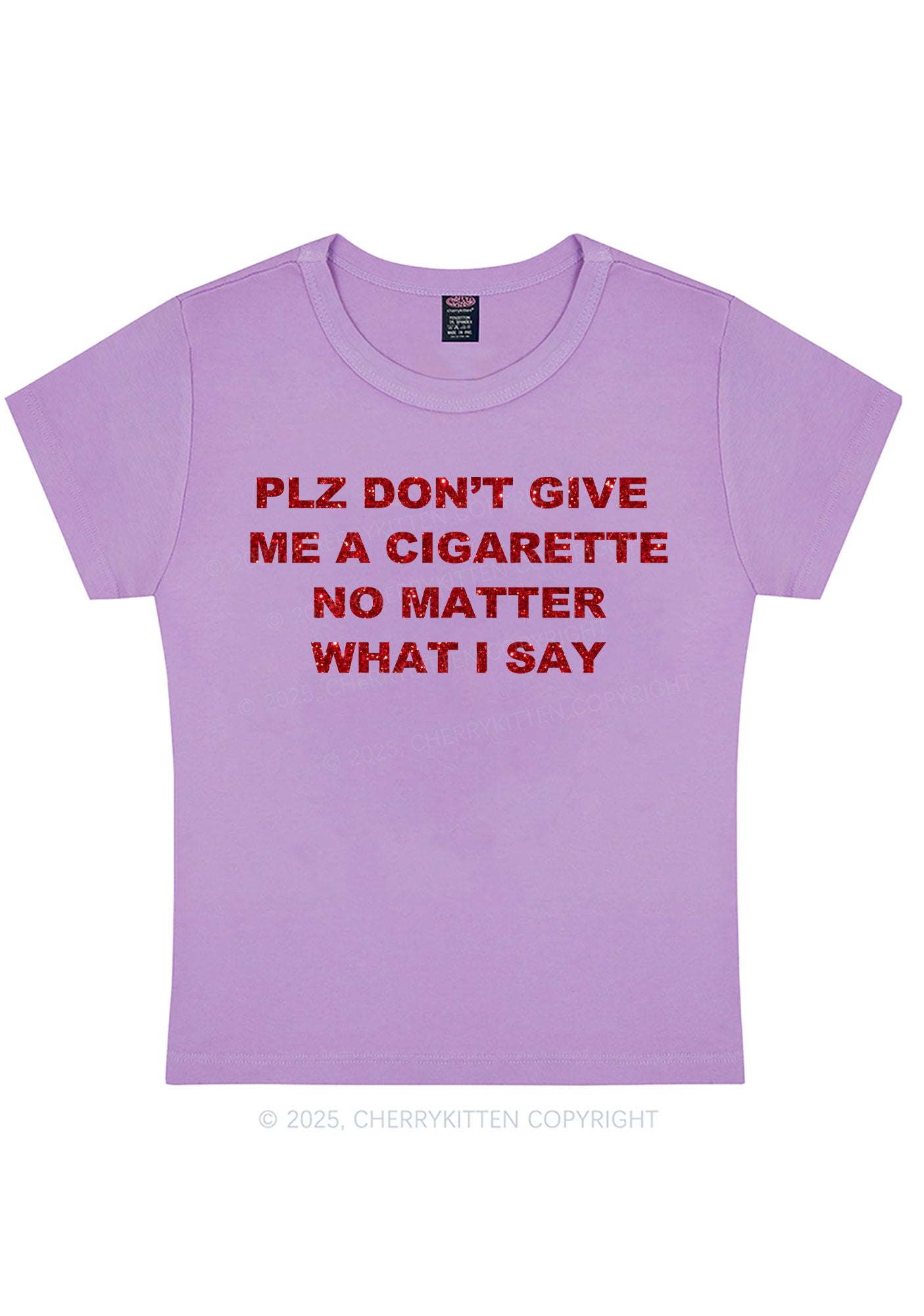 Glitter Dont Give Me Cigarette Y2K Baby Tee Cherrykitten