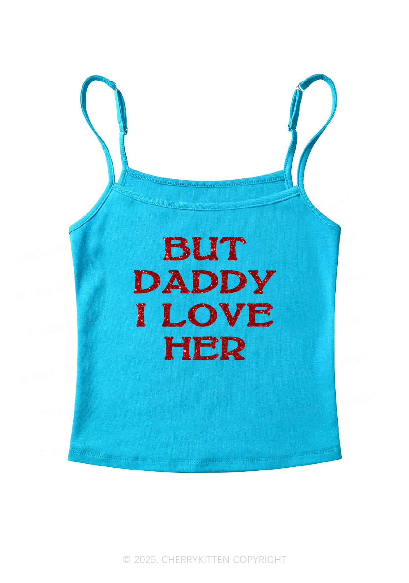Glitter But Daddy I Love Her Y2K Spaghetti Strap Cami Cherrykitten