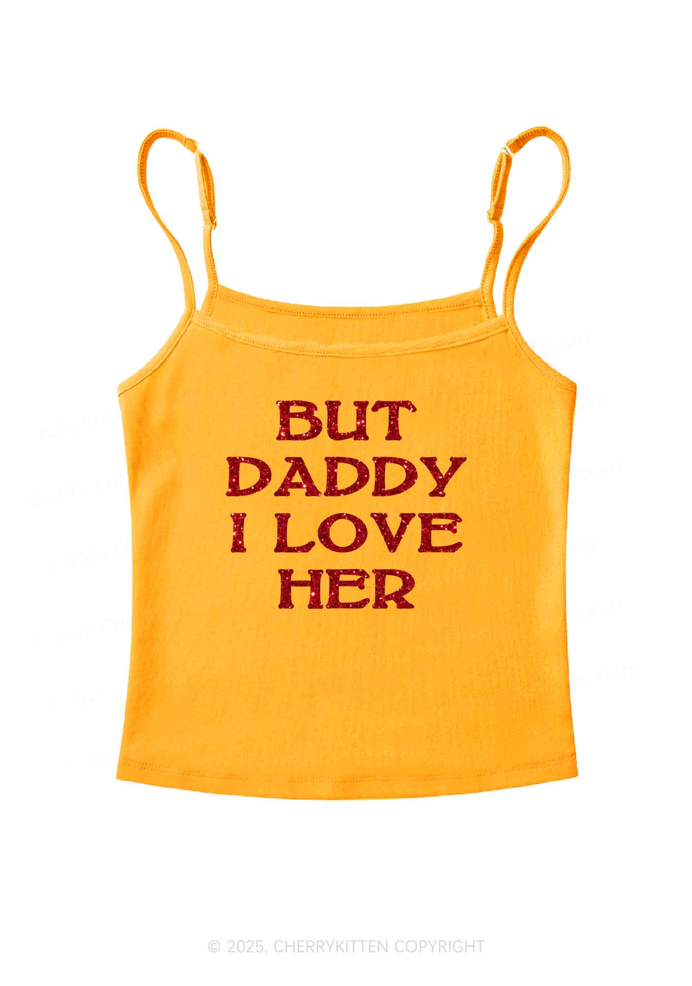 Glitter But Daddy I Love Her Y2K Spaghetti Strap Cami Cherrykitten