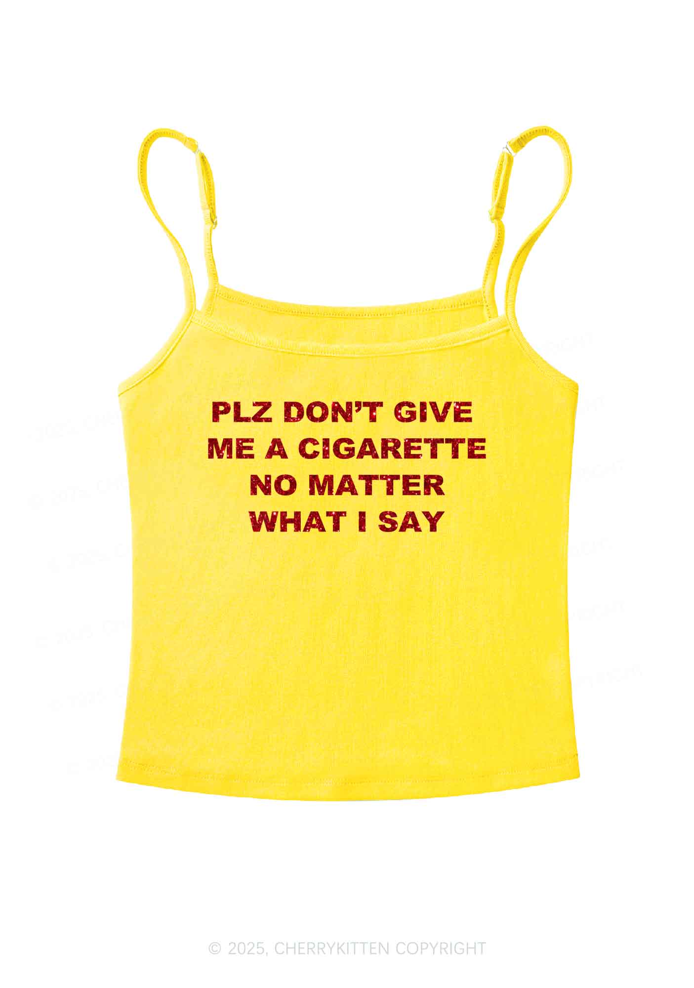 Glitter Dont Give Me Cigarette Y2K Spaghetti Strap Cami Cherrykitten