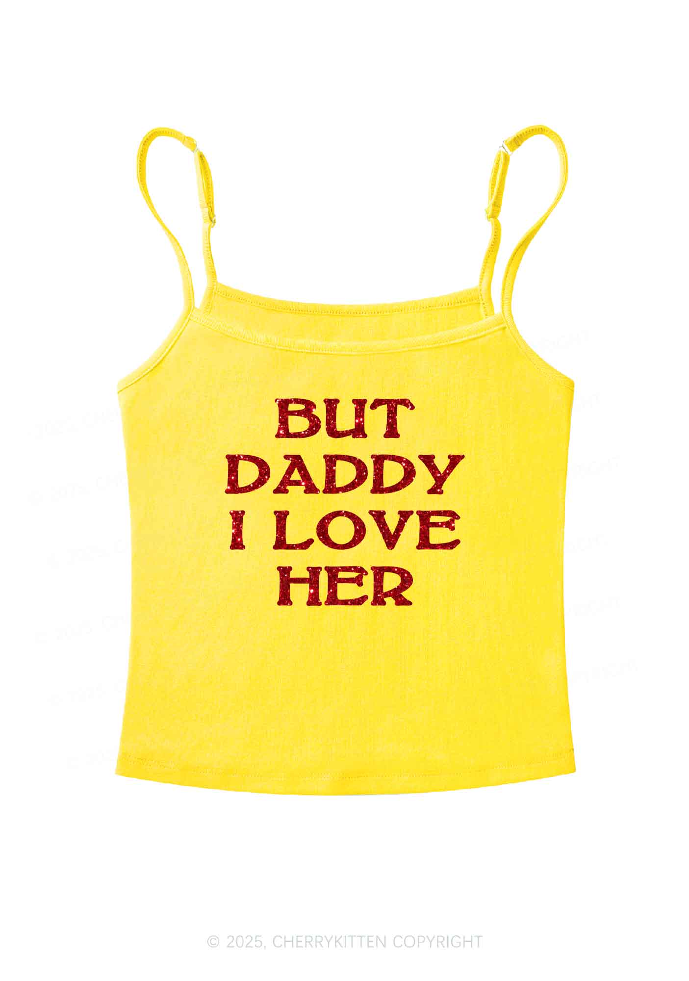 Glitter But Daddy I Love Her Y2K Spaghetti Strap Cami Cherrykitten