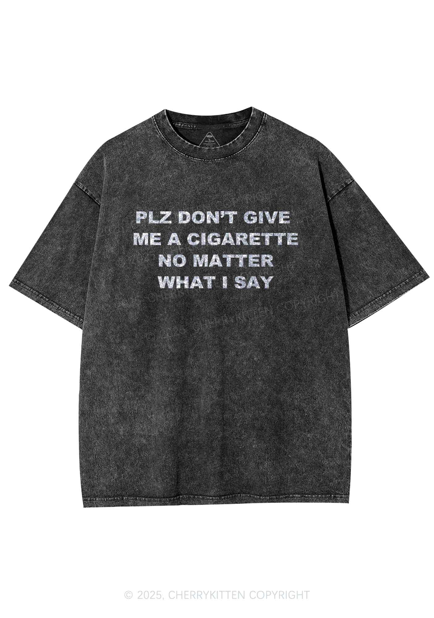 Glitter Dont Give Me Cigarette Y2K Shirts Washed Tee Cherrykitten