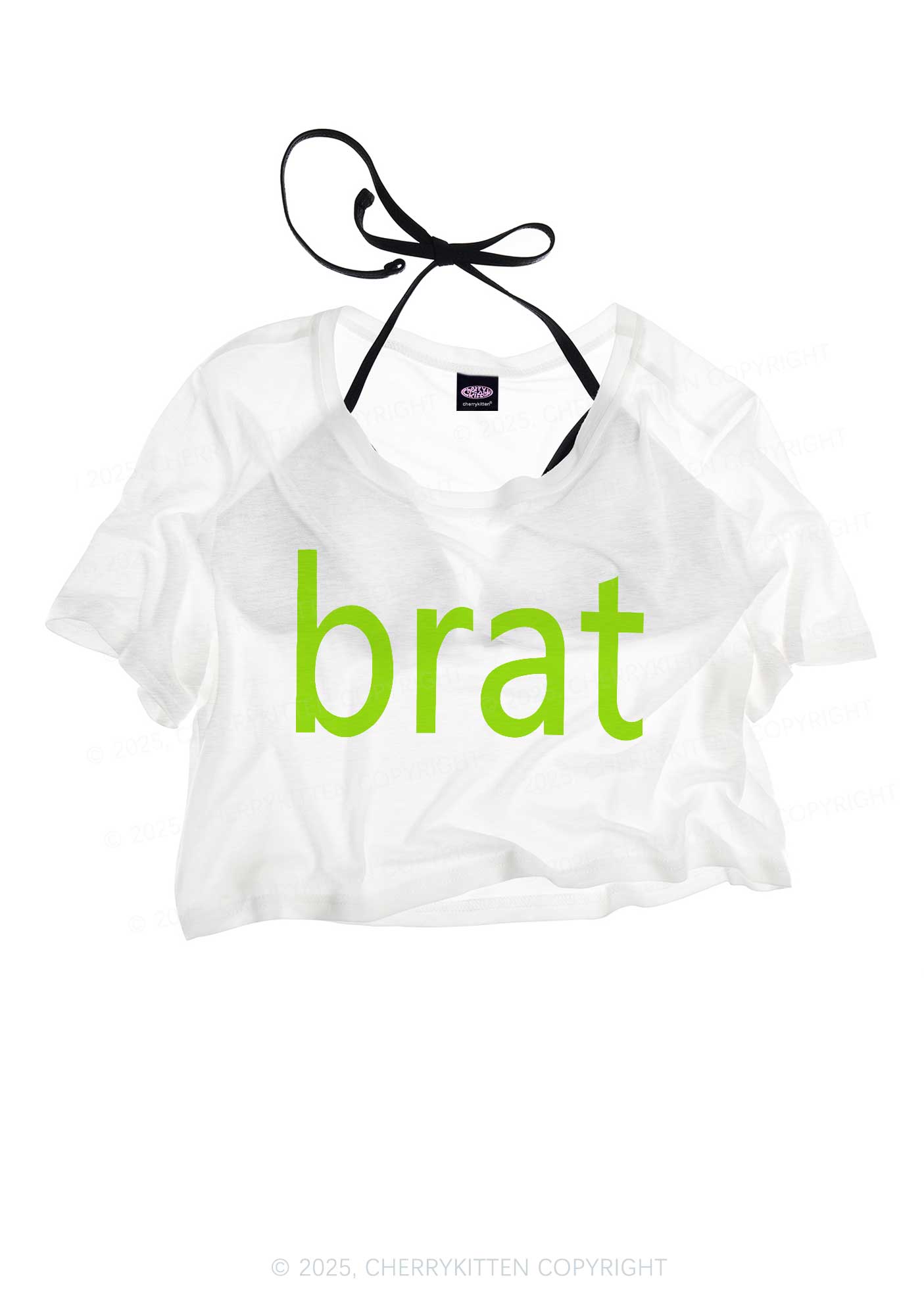 Green Brat Y2K Sheer Crop Tee Cherrykitten