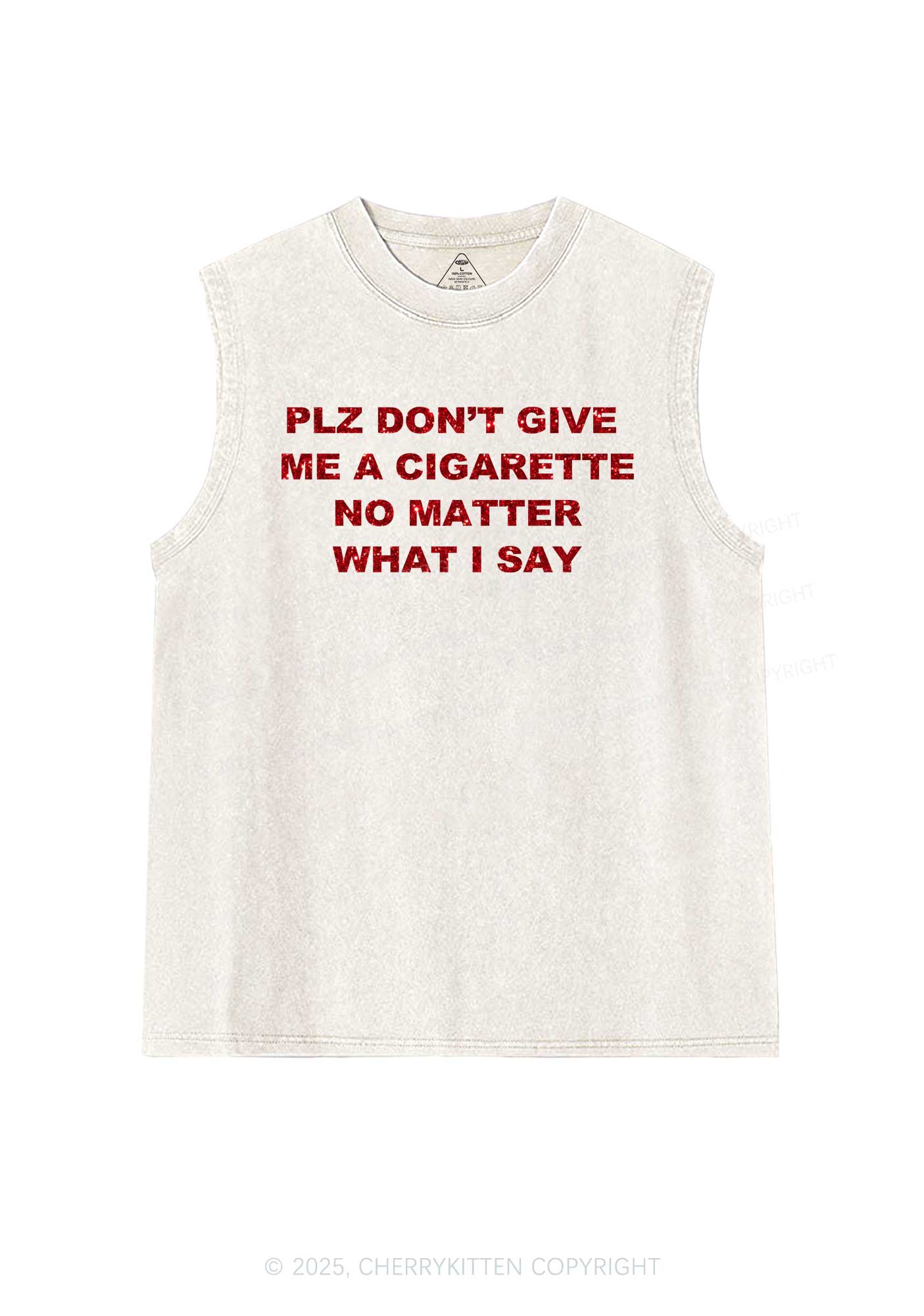 Glitter Dont Give Me Cigarette Y2K Washed Muscle Tank Cherrykitten