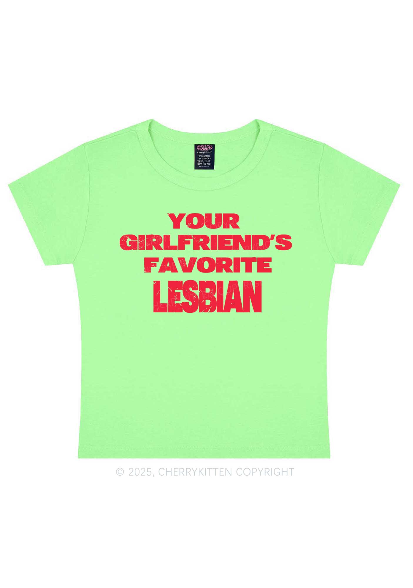 Your GF Favorite Lesbian Pride Y2K Baby Tee Cherrykitten
