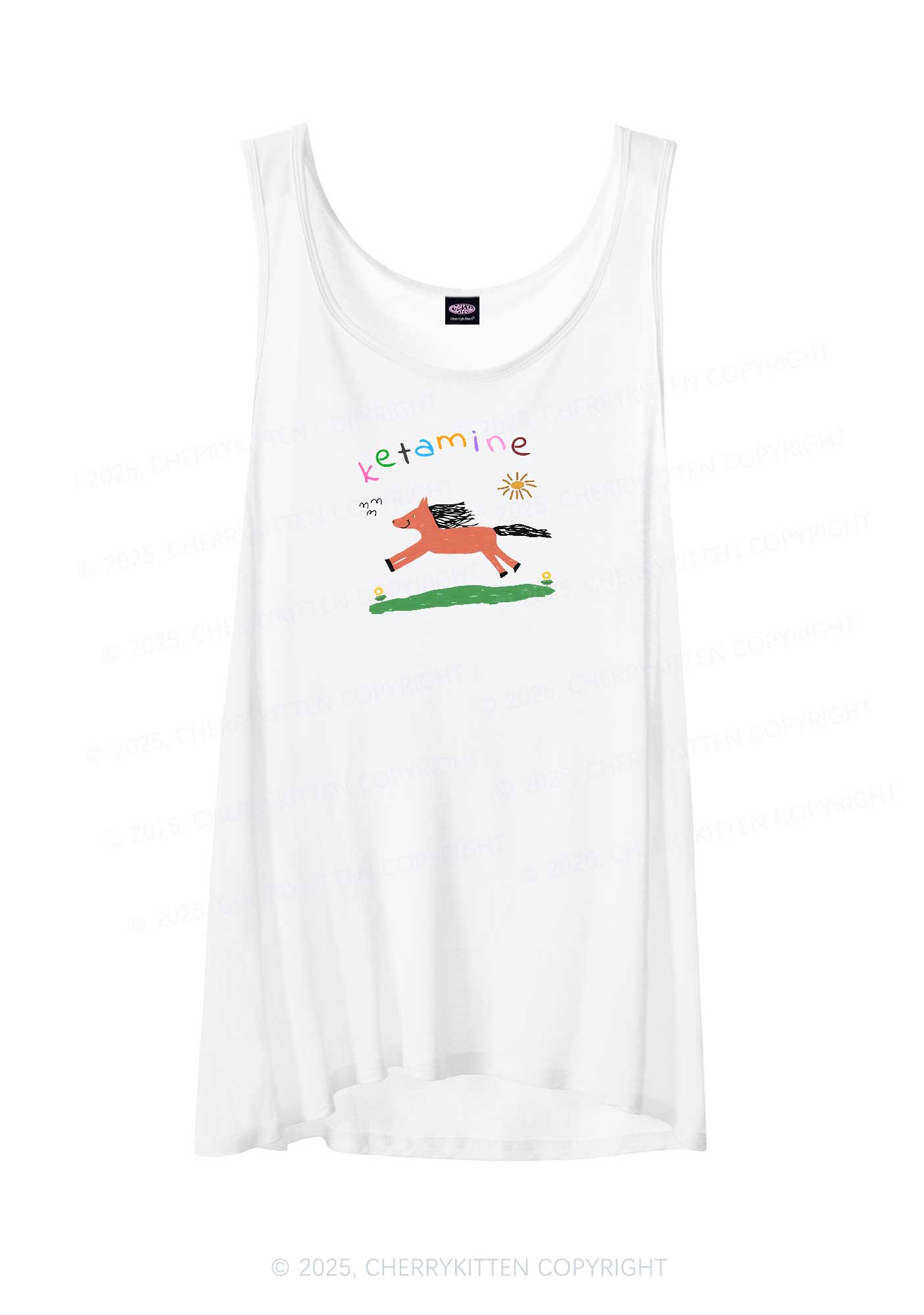 Orange Pony Y2K Sheer Boyfriend Tank Cherrykitten