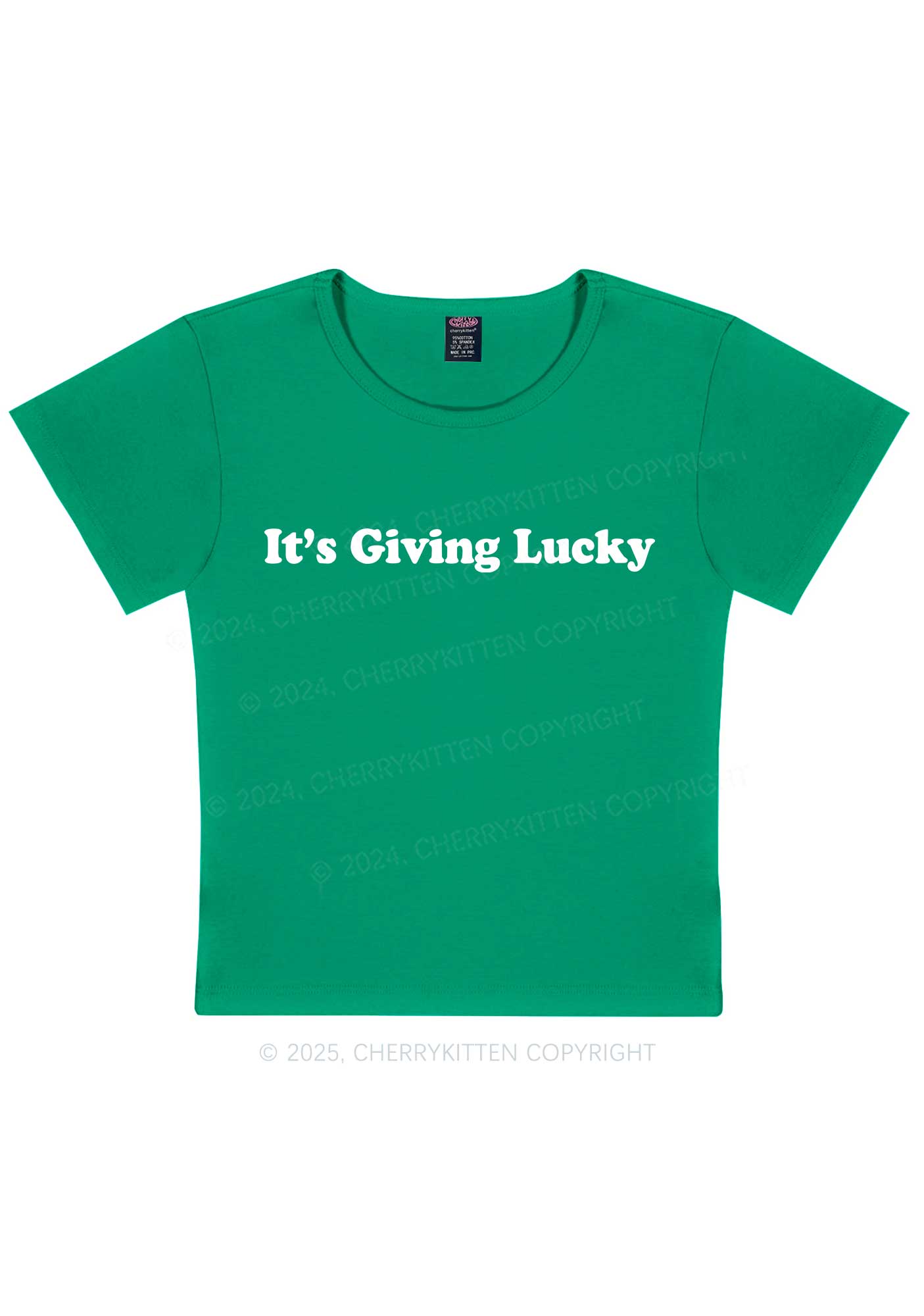 Its Giving Lucky St Patricks Y2K Baby Tee Cherrykitten