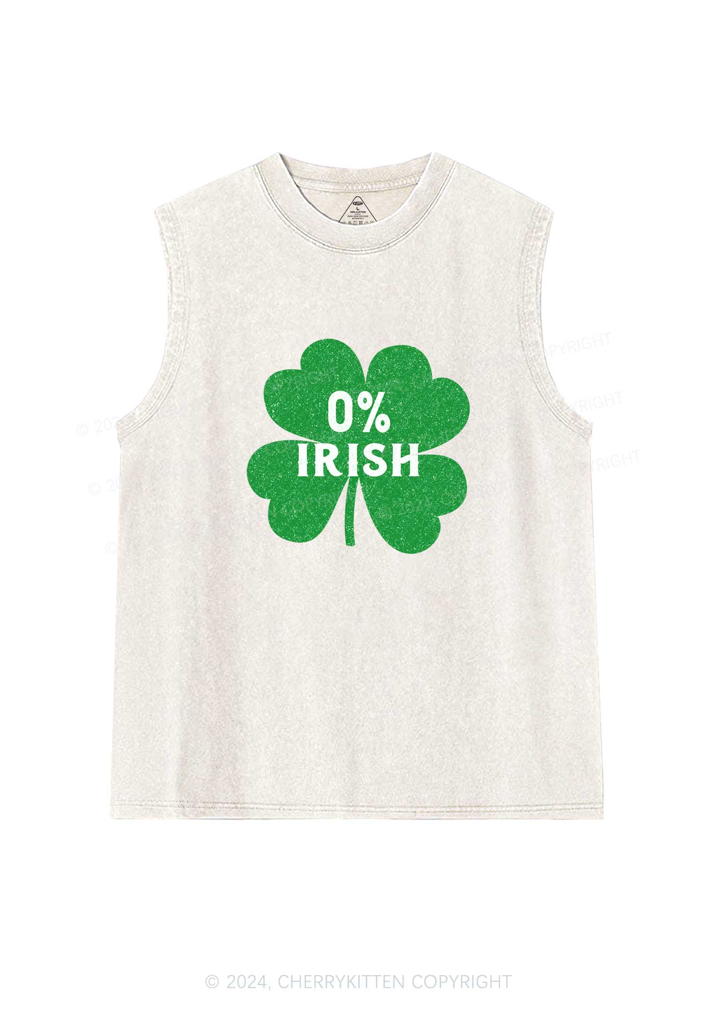 Zero Percent Irish St Patricks Y2K Washed Tank Cherrykitten