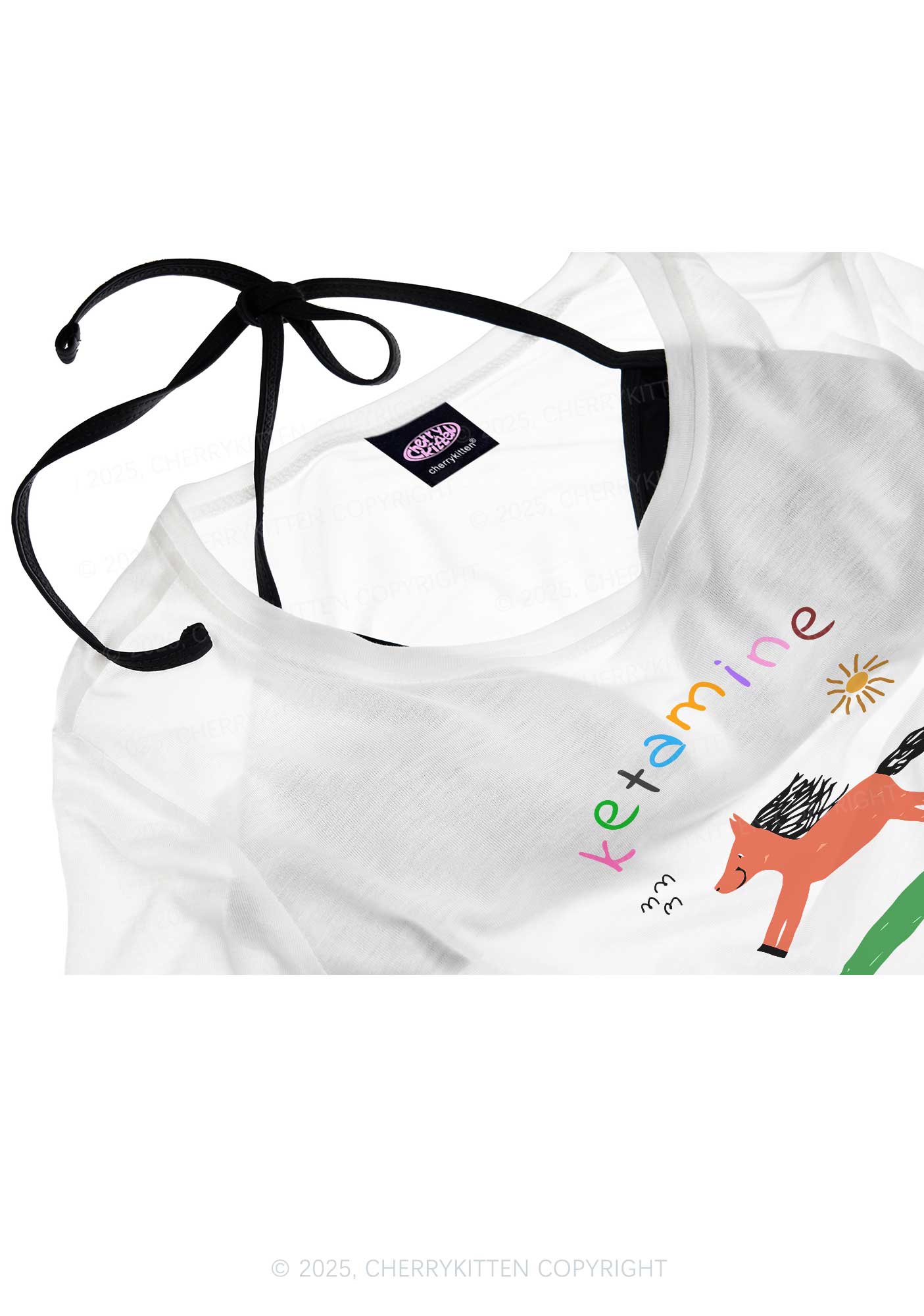 Orange Pony Y2K Sheer Crop Tee Cherrykitten