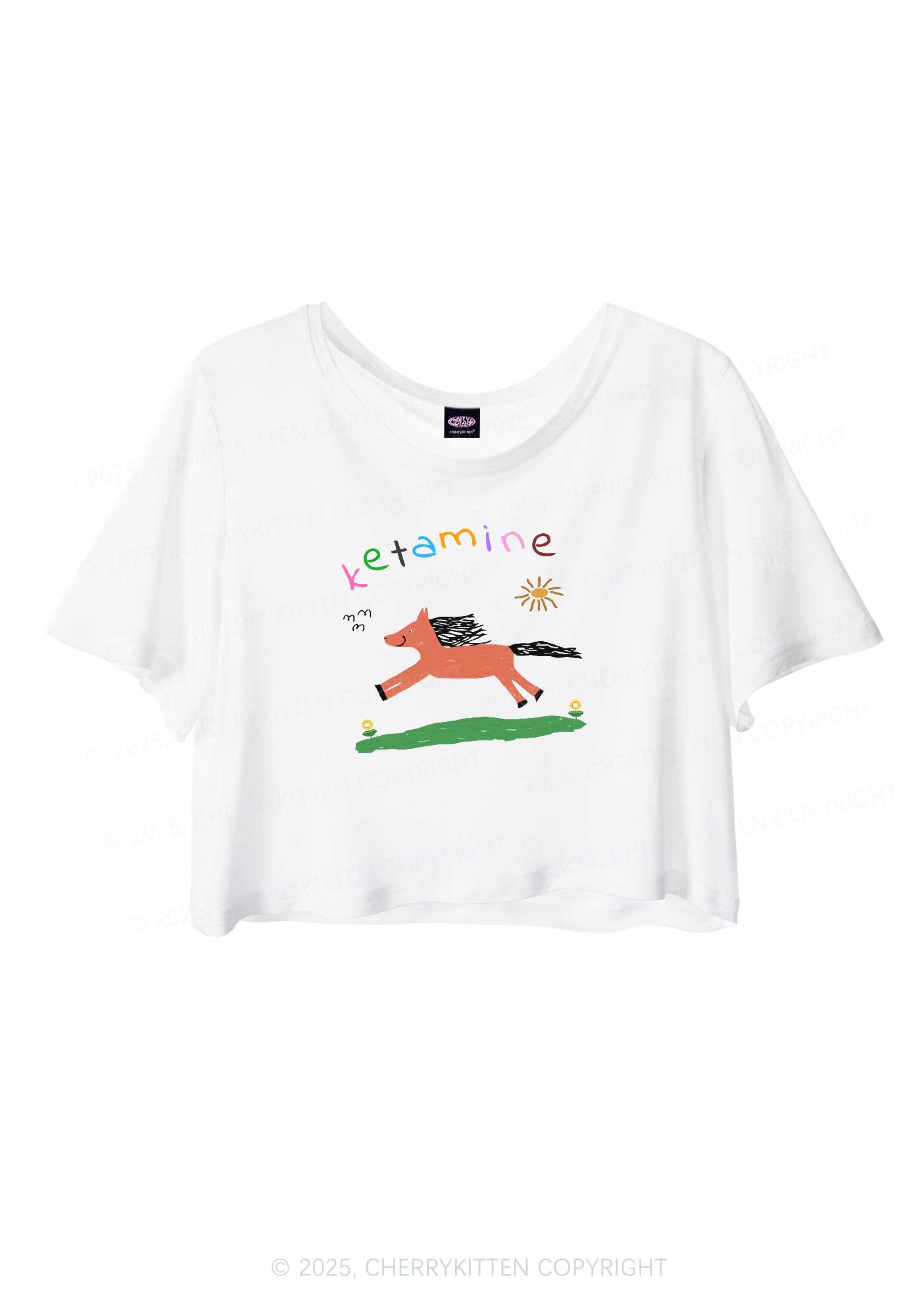 Orange Pony Y2K Sheer Crop Tee Cherrykitten