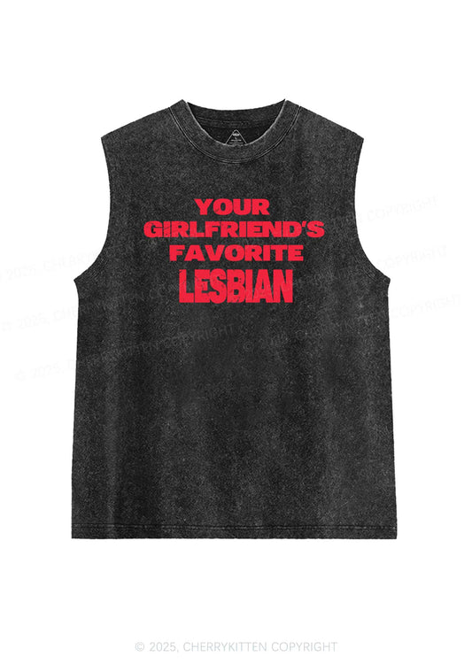 Your GF Favorite Lesbian Pride Y2K Washed Muscle Tank Cherrykitten