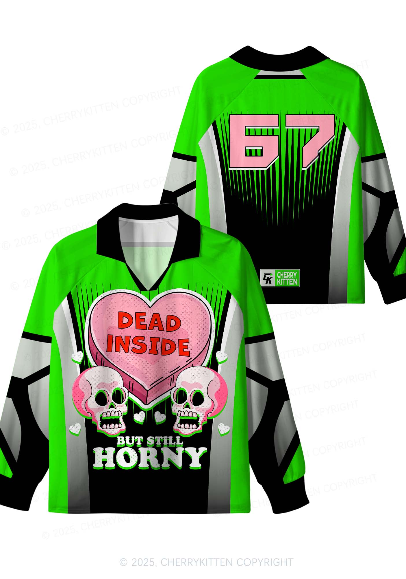 Custom Halloween Skulls Dead Inside Y2K Sport Long Sleeve Jersey Shirts Cherrykitten