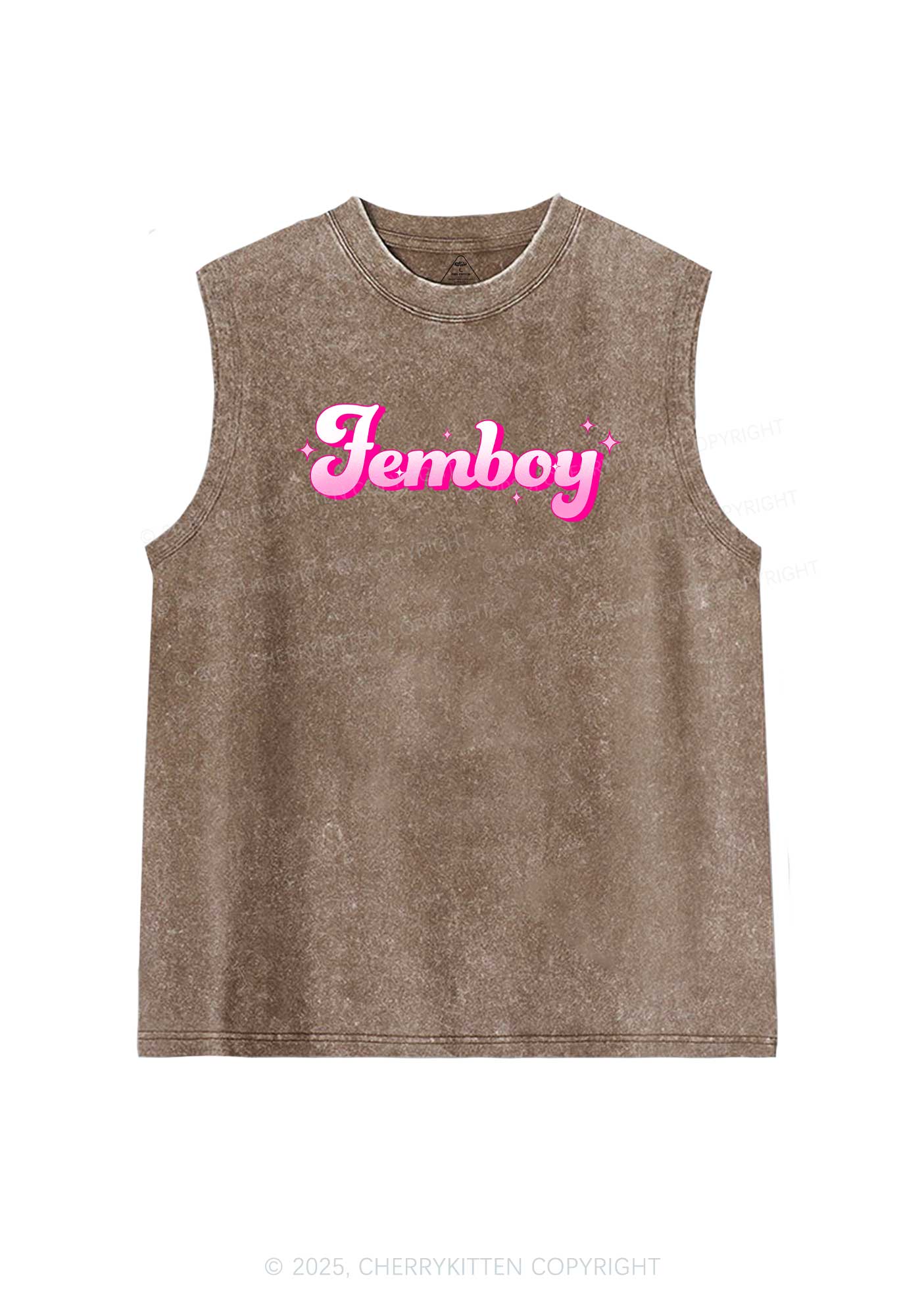 Femboy Pride Y2K Washed Muscle Tank Cherrykitten