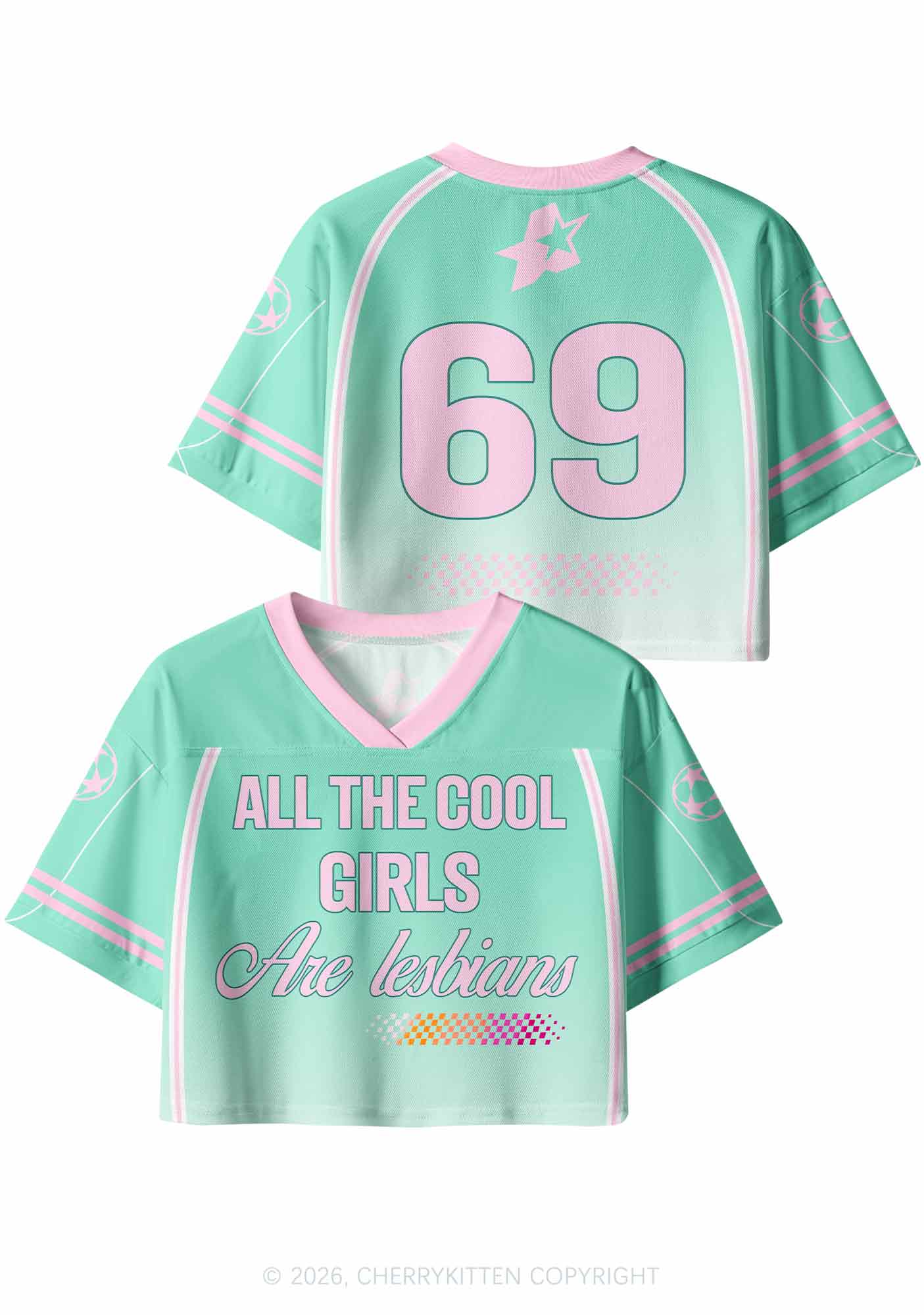 Cool Girls Are Lesbians Pride Y2K Crop Sport Jersey Shirts Cherrykitten