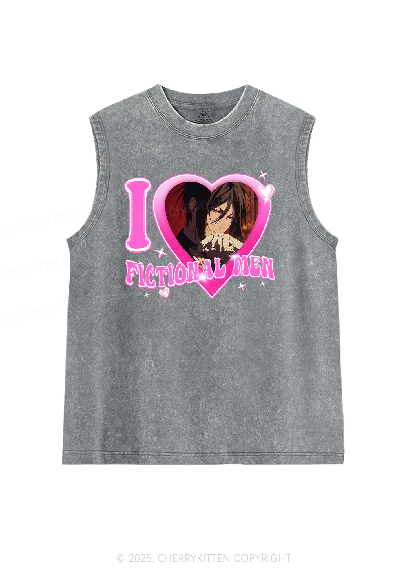 Custom I Love Fictional Men Y2K Washed Muscle Tank Cherrykitten