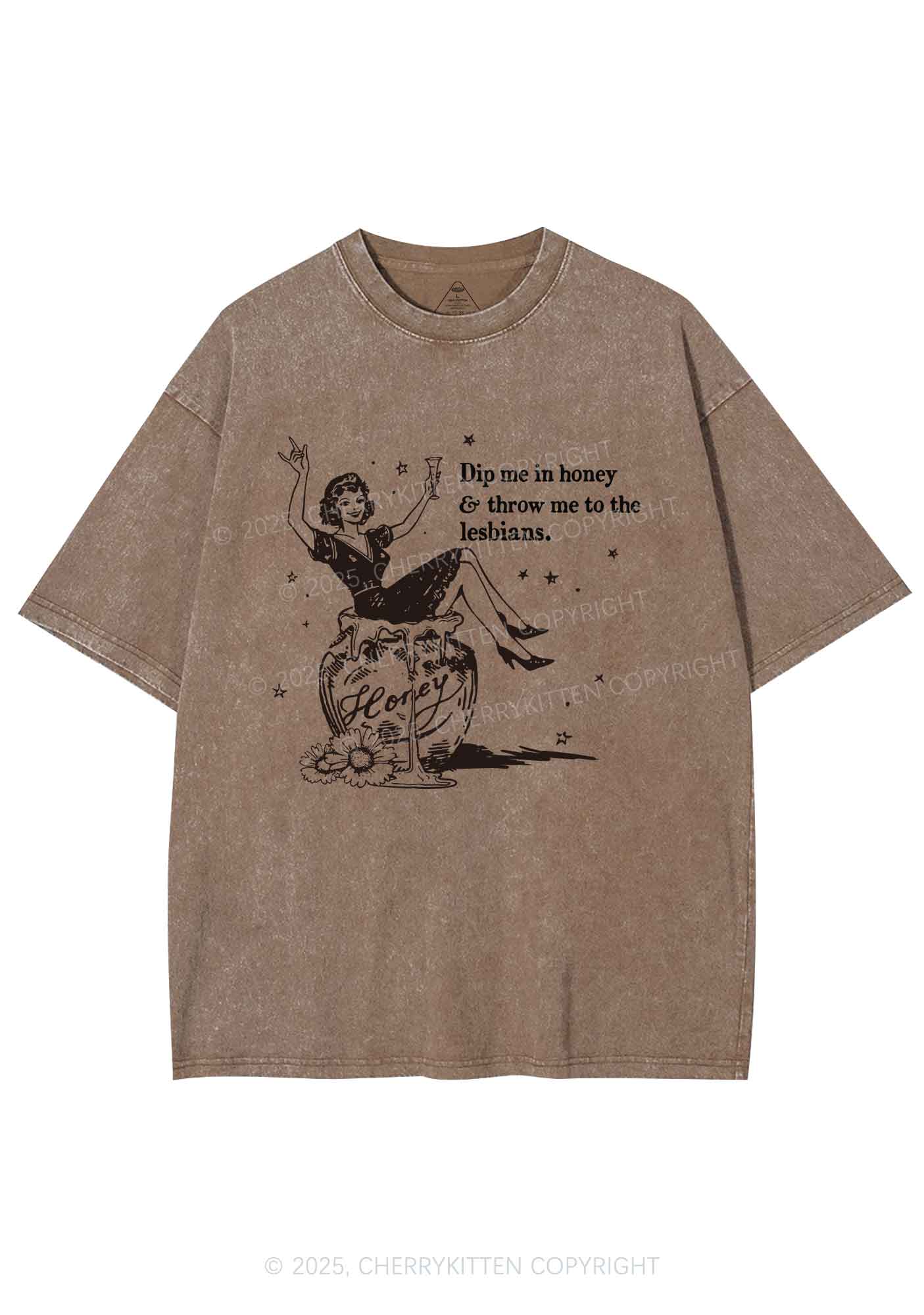 Throw Me To The Lesbians Pride Y2K Shirts Washed Tee Cherrykitten
