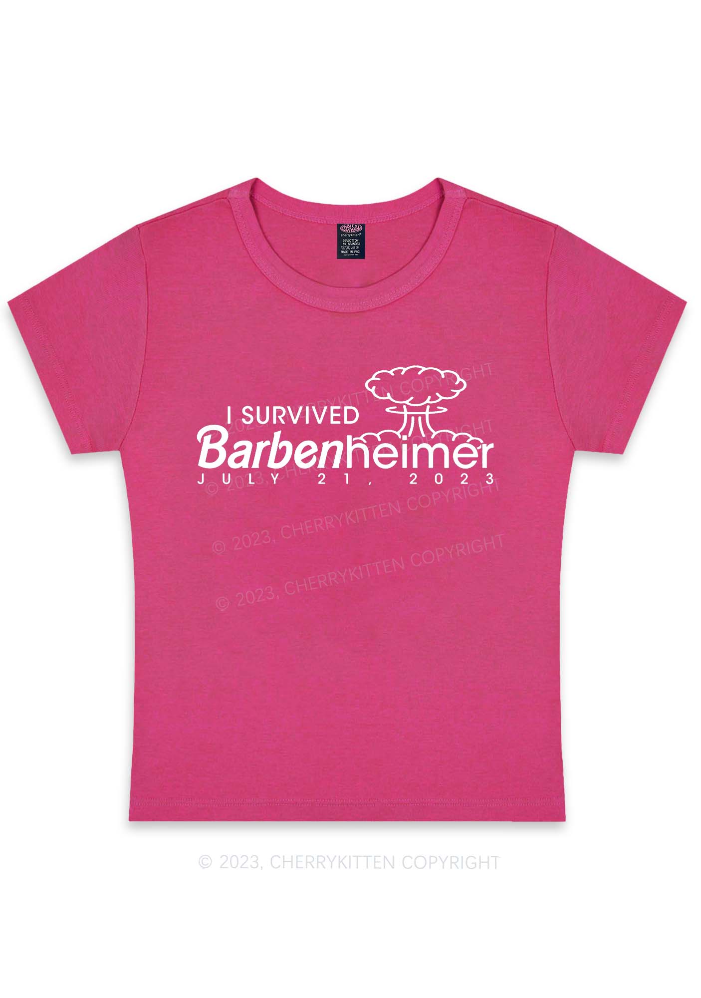 Curvy I Survived Barbenheimer Y2K Baby Tee Cherrykitten