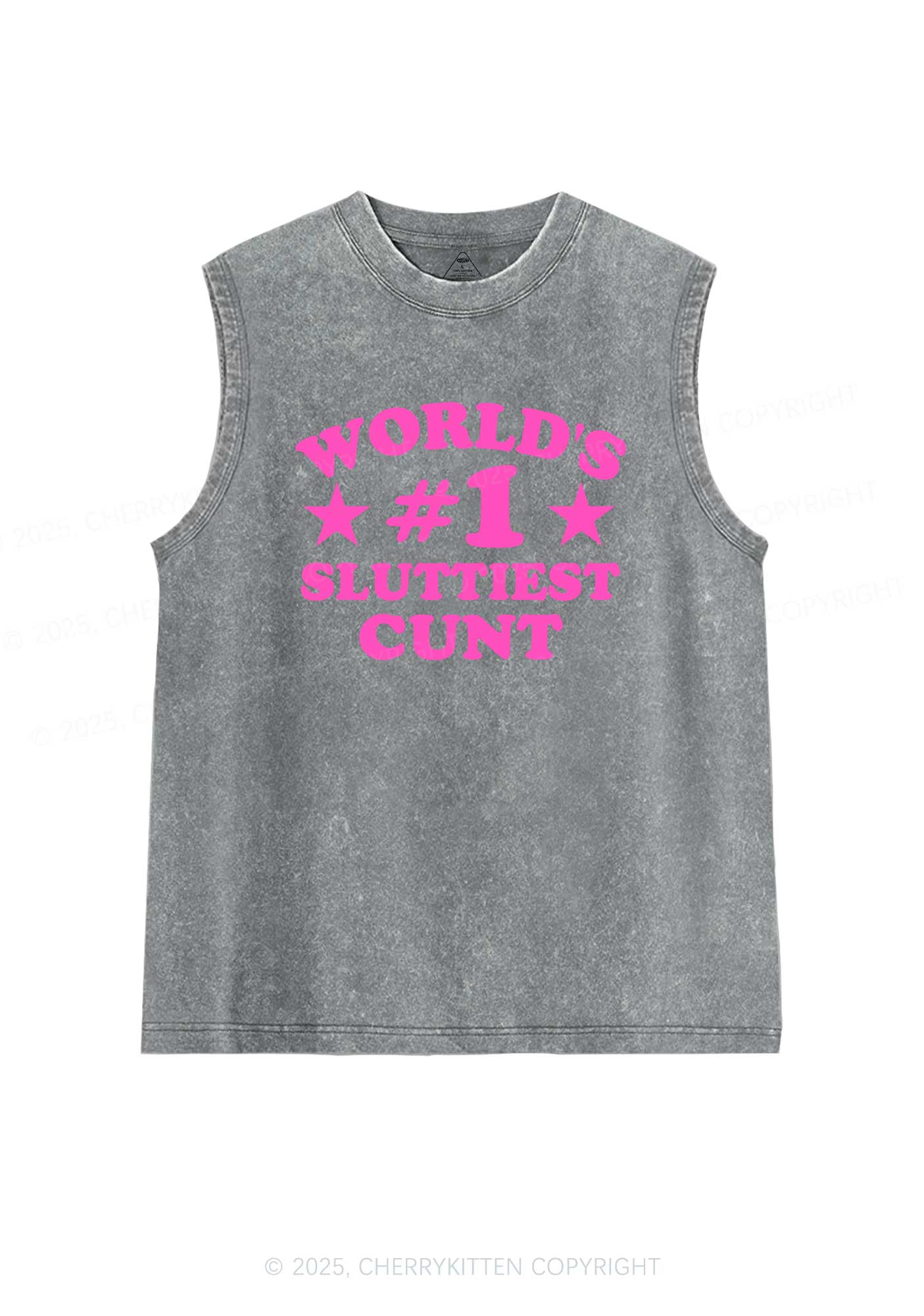Worlds First Slxttiest Cxxt Y2K Washed Muscle Tank Cherrykitten