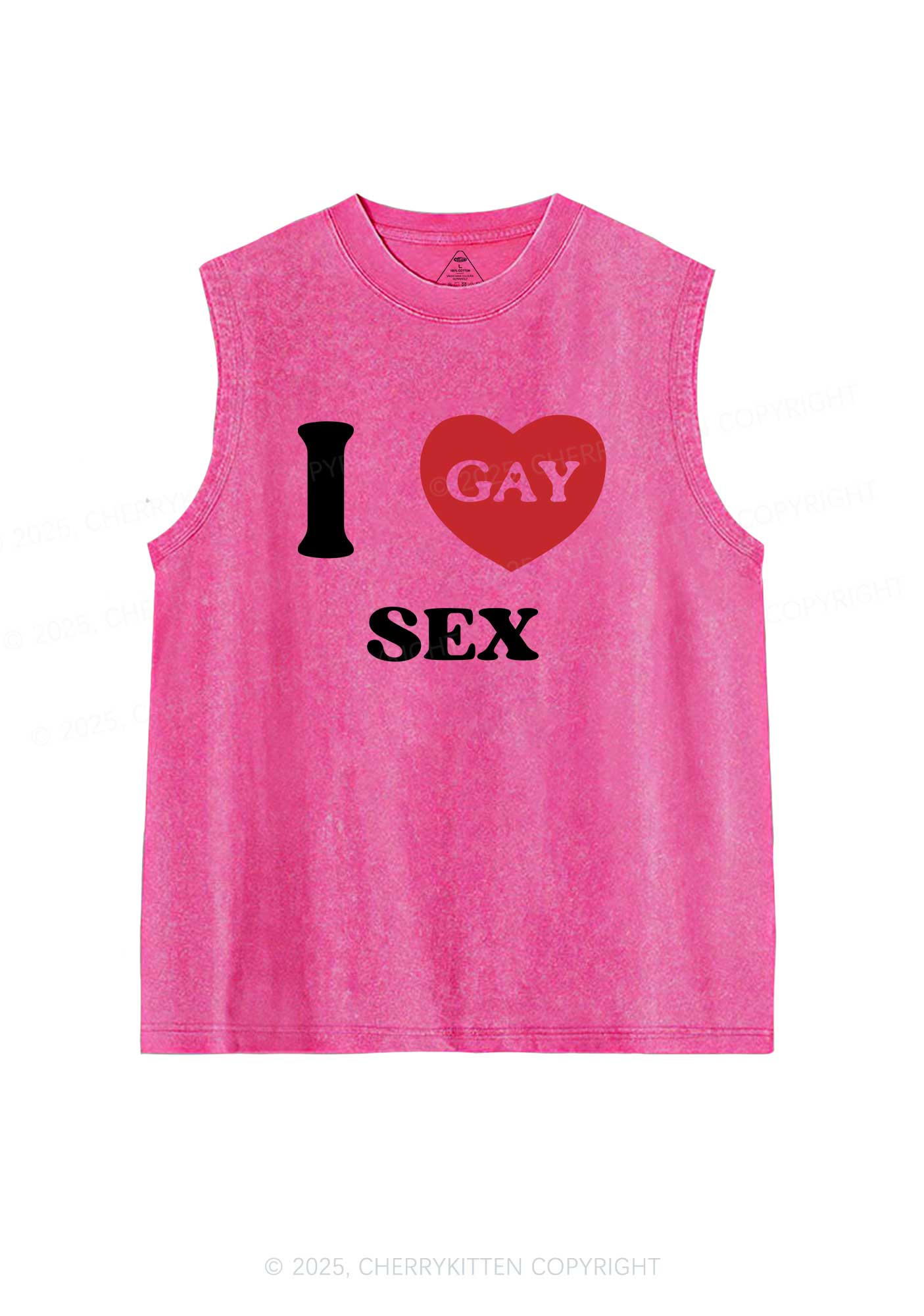 I Love Sx Gay Pride Y2K Washed Muscle Tank Cherrykitten