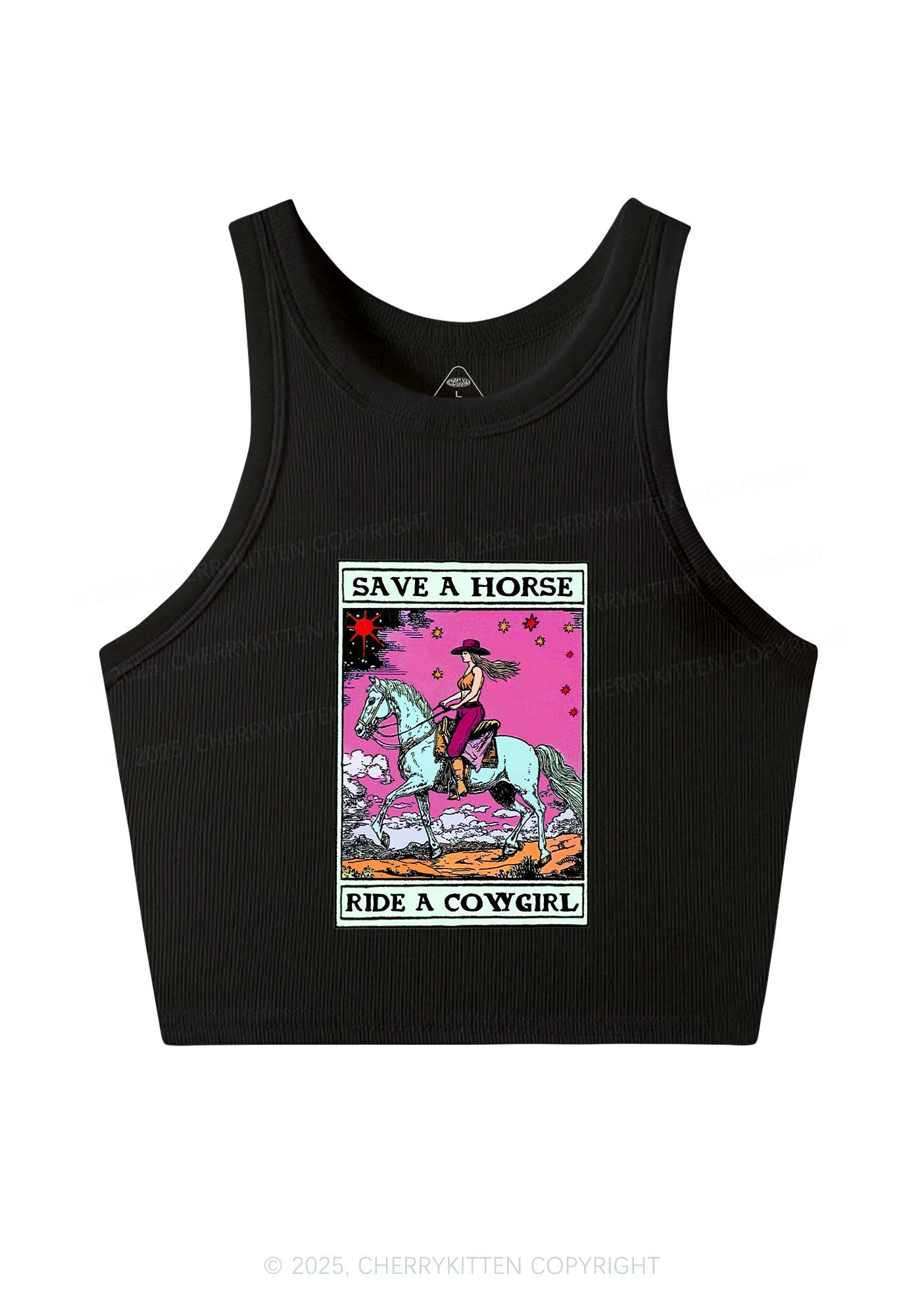Save Horse Ride Cowgirl Pride Y2K Crop Tank Top Cherrykitten