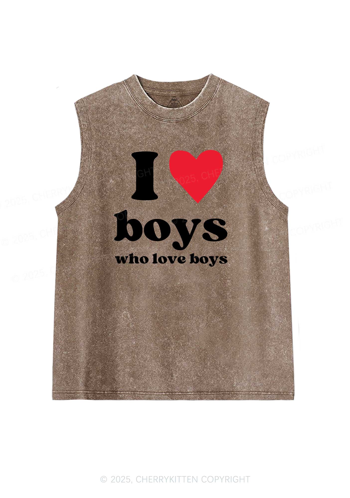 I Love Boys Pride Y2K Washed Muscle Tank Cherrykitten