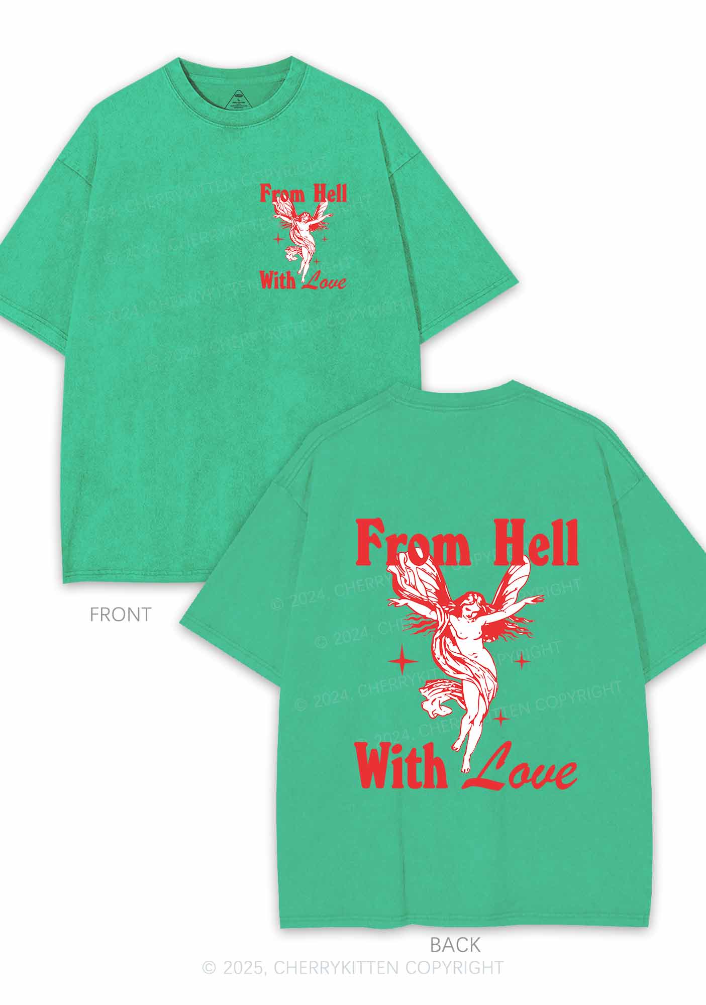 From Hell With Love Two Sides Y2K Shirts Washed Tee Cherrykitten