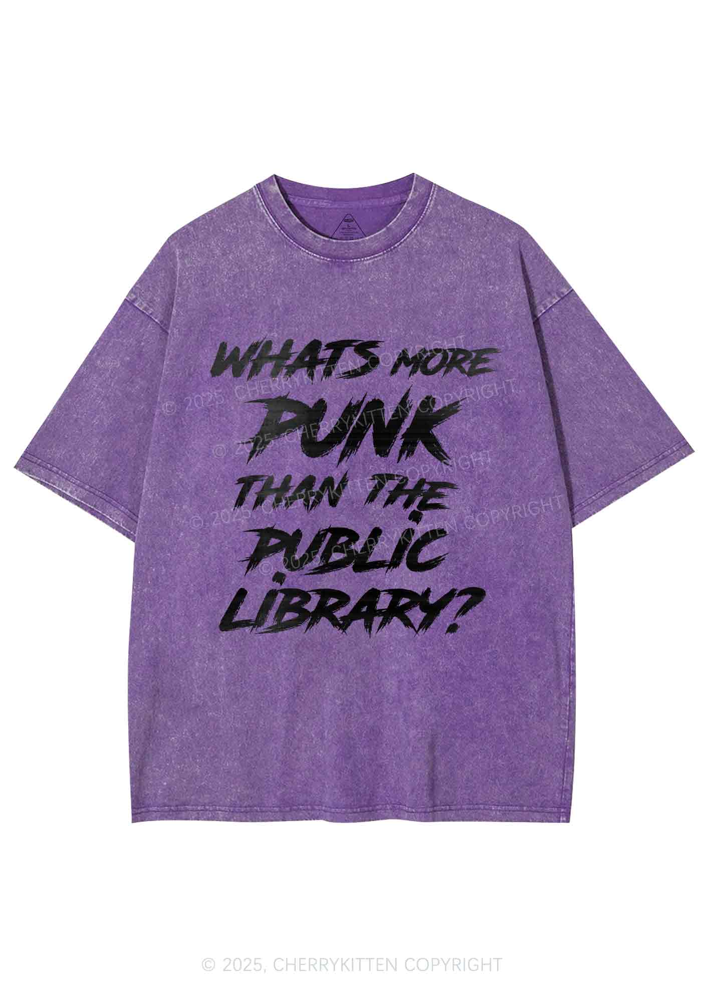 Punk Than Public Library Y2K Shirts Washed Tee Cherrykitten