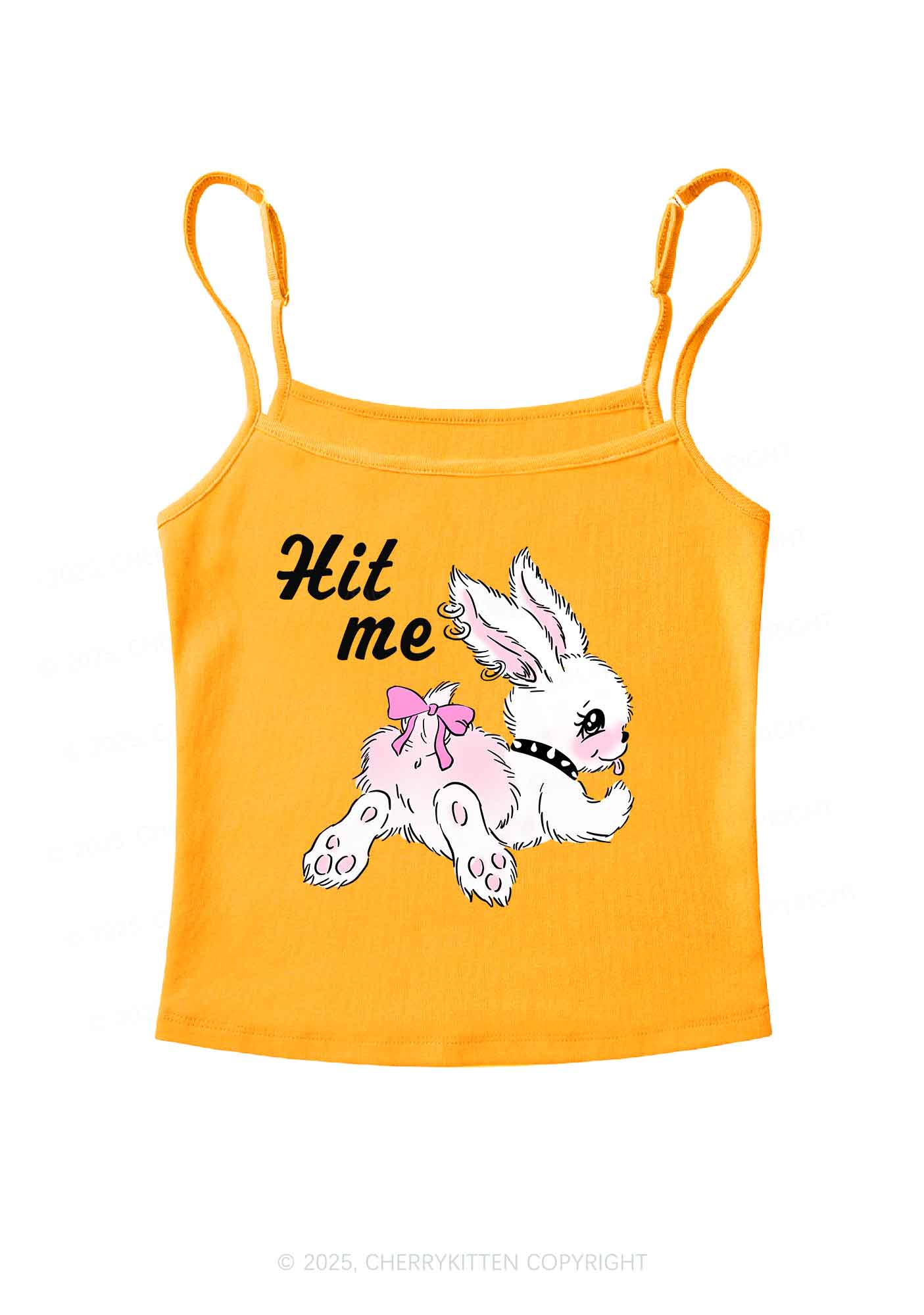 Hit Me White Bunny Y2K Spaghetti Strap Cami Cherrykitten