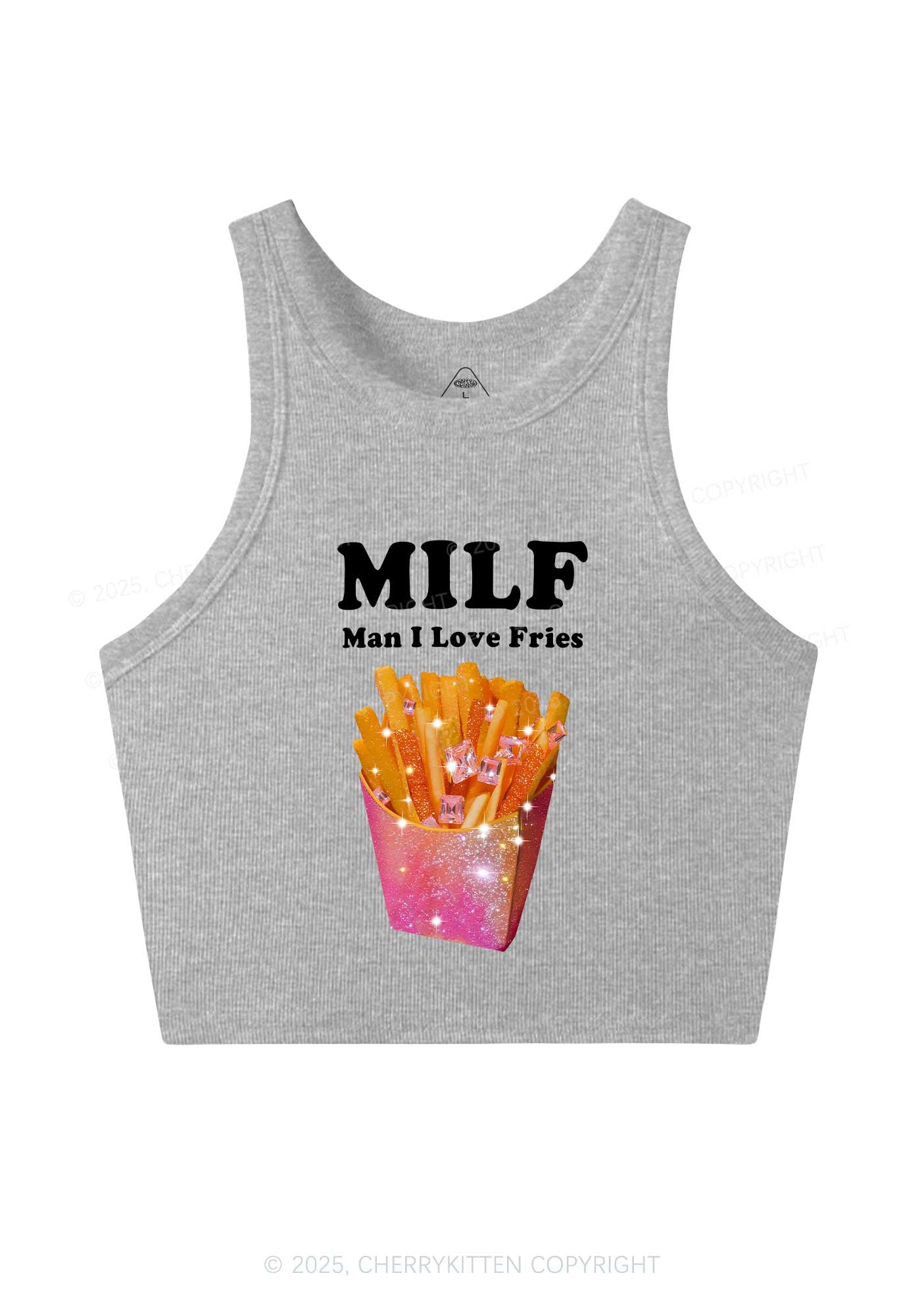 Man I Love Fries Y2K Crop Tank Top Cherrykitten