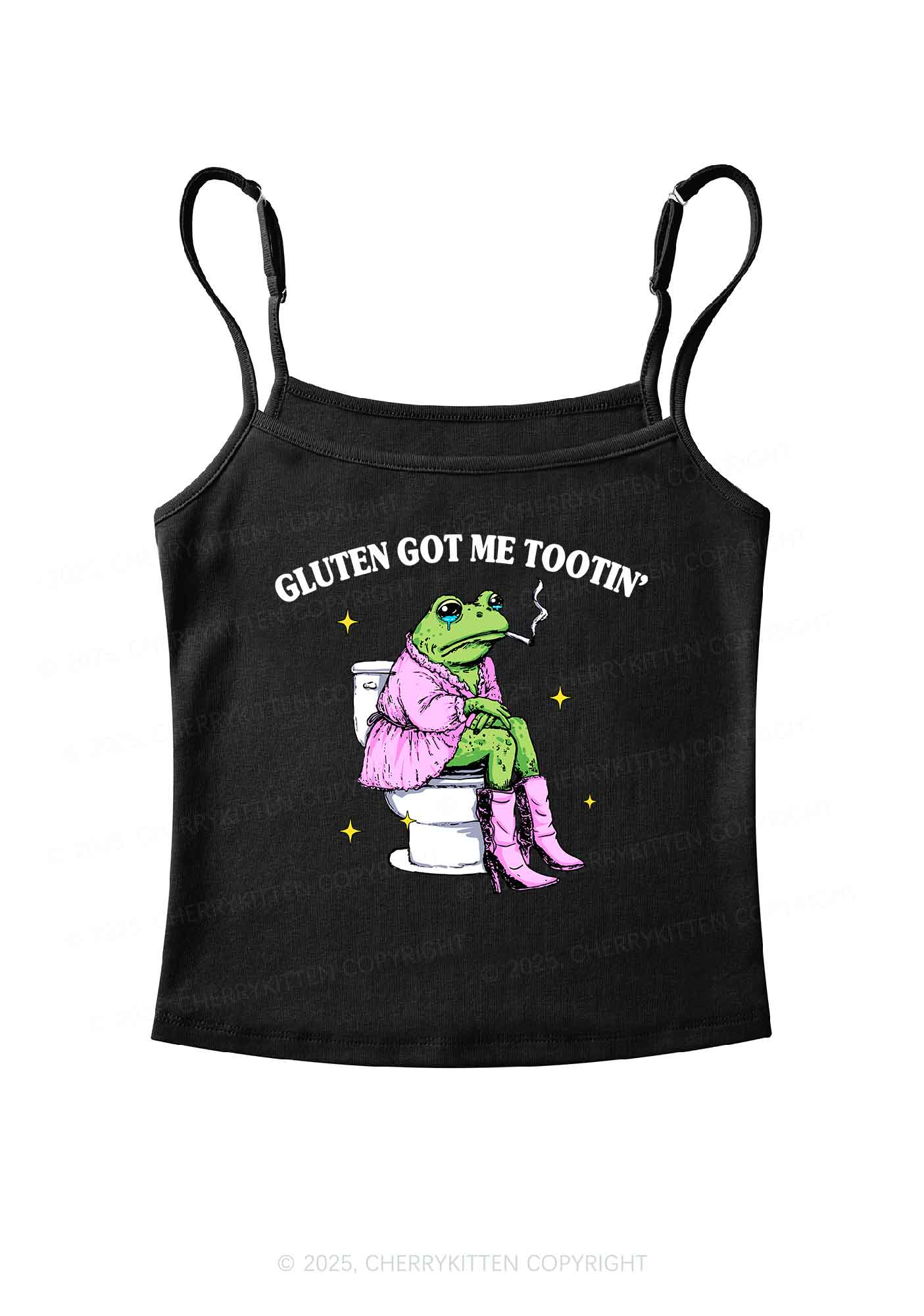 Gluten Got Me Tootin Y2K Spaghetti Strap Cami Cherrykitten