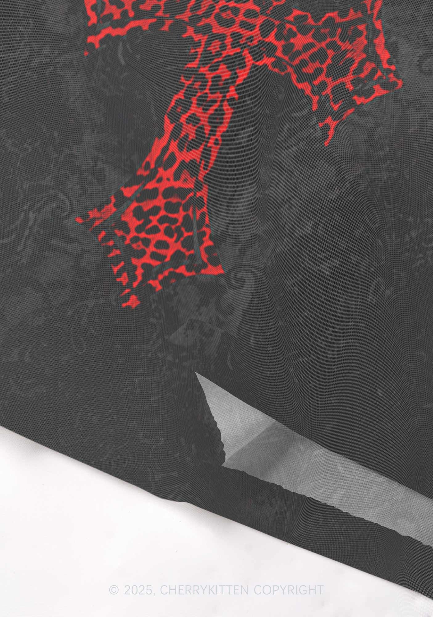 Dark Leopard Cross Y2K Mesh Cami Tank Cherrykitten