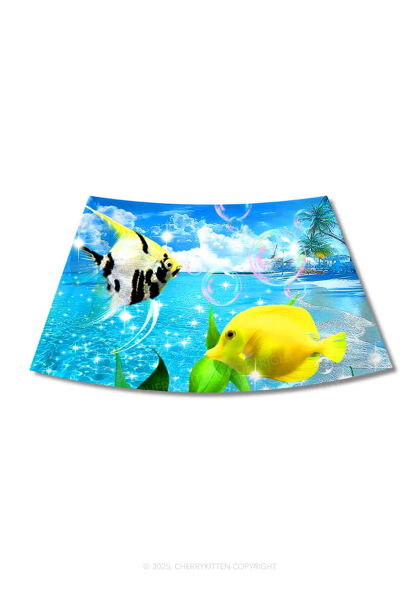 Tropical Fish Y2K Print Mini Skirt Cherrykitten