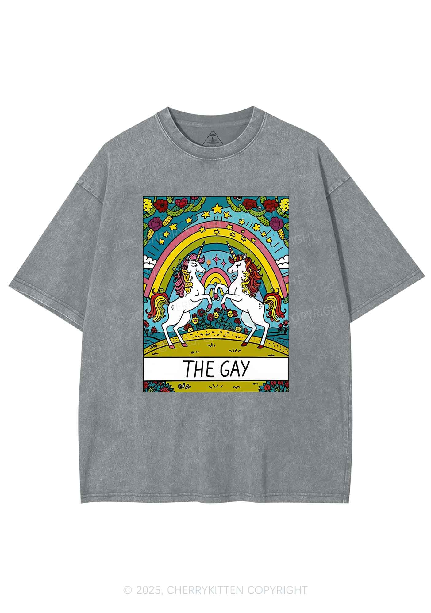 The Gay Unicorn Y2K Washed Tee Cherrykitten
